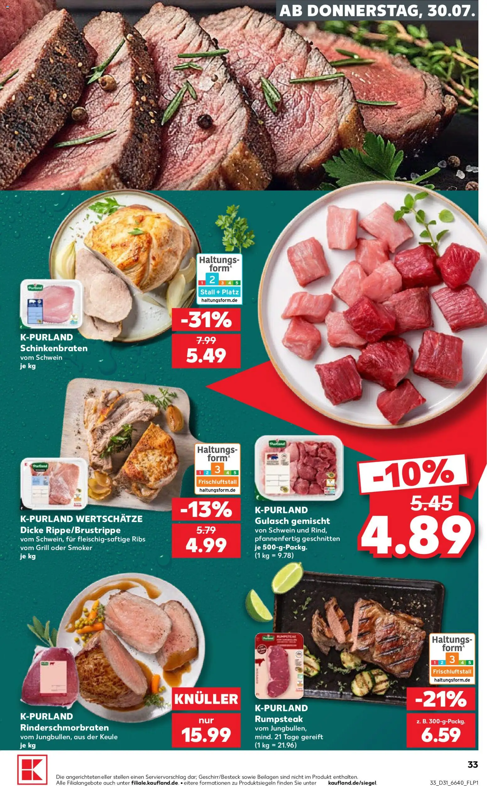 Kaufland Německo leták od 30.07.2026 | Strana: 33 | Produkty: Rumpsteak, Forma
