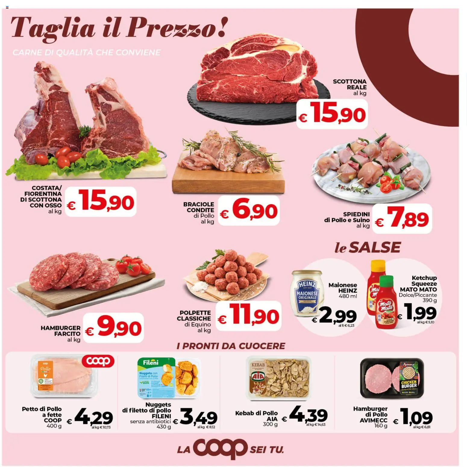 Volantino COOP del 11.06.2026 | Pagina: 14 | Prodotti: Petto di Pollo, Ketchup, Spiedini, Polpette