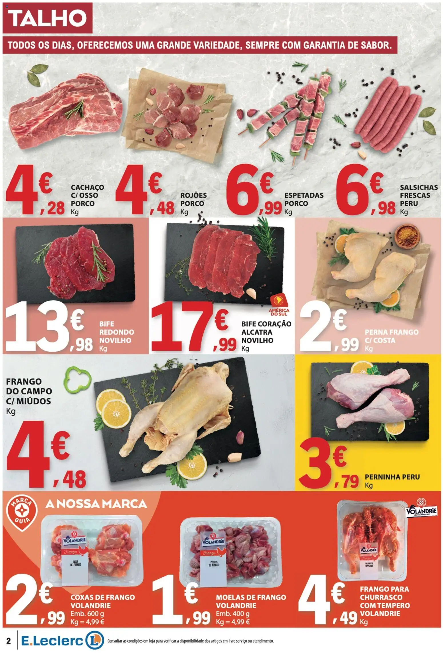 E.Leclerc folheto │ válido de 09/07/2026 | Página: 2 | Produtos: Frango, Peru, Moelas
