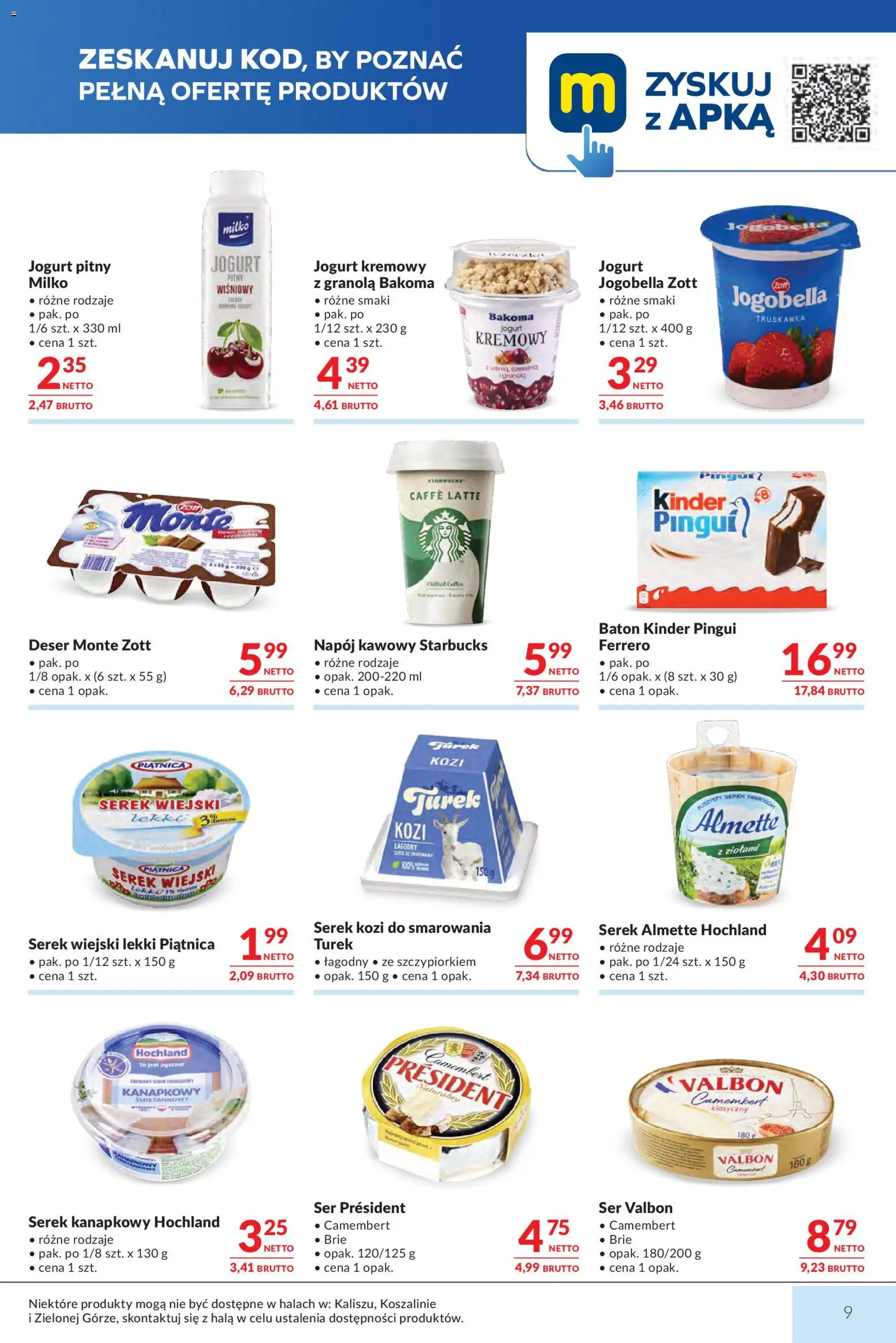 Makro gazetka od 01.09.2026 | Strona: 9 | Produkty: Piątnica, Serek almette, Camembert, Jogurt