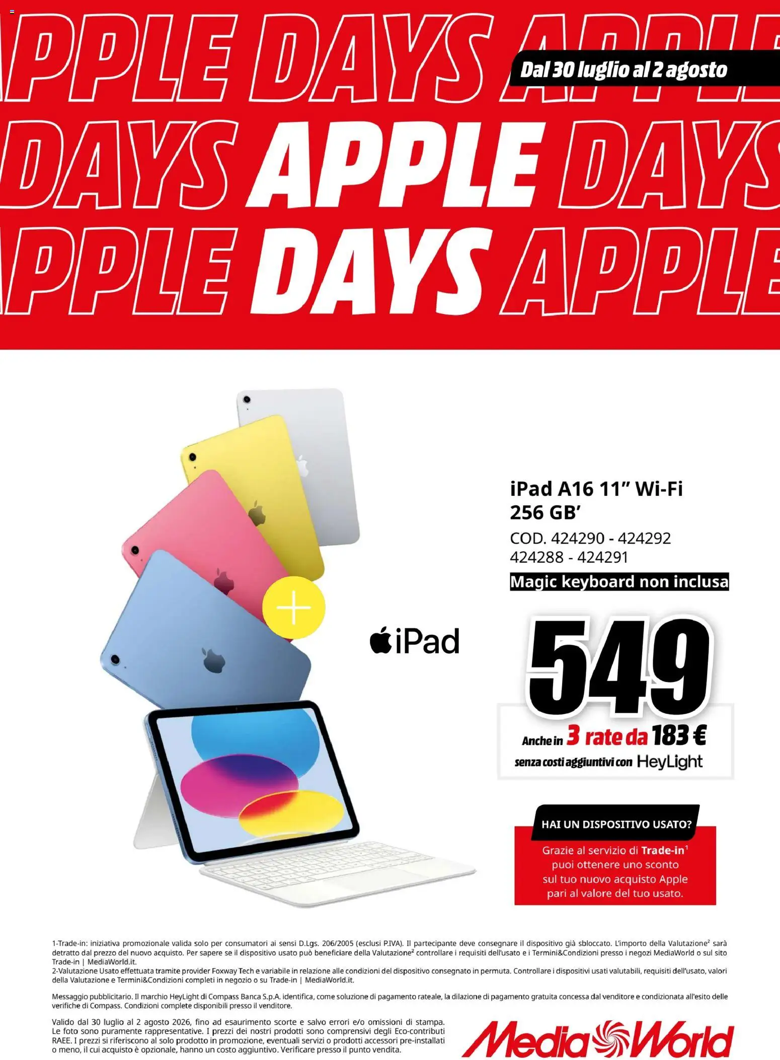 Volantino Media World del 30/07/2026 | Pagina: 6 | Prodotti: Ipad