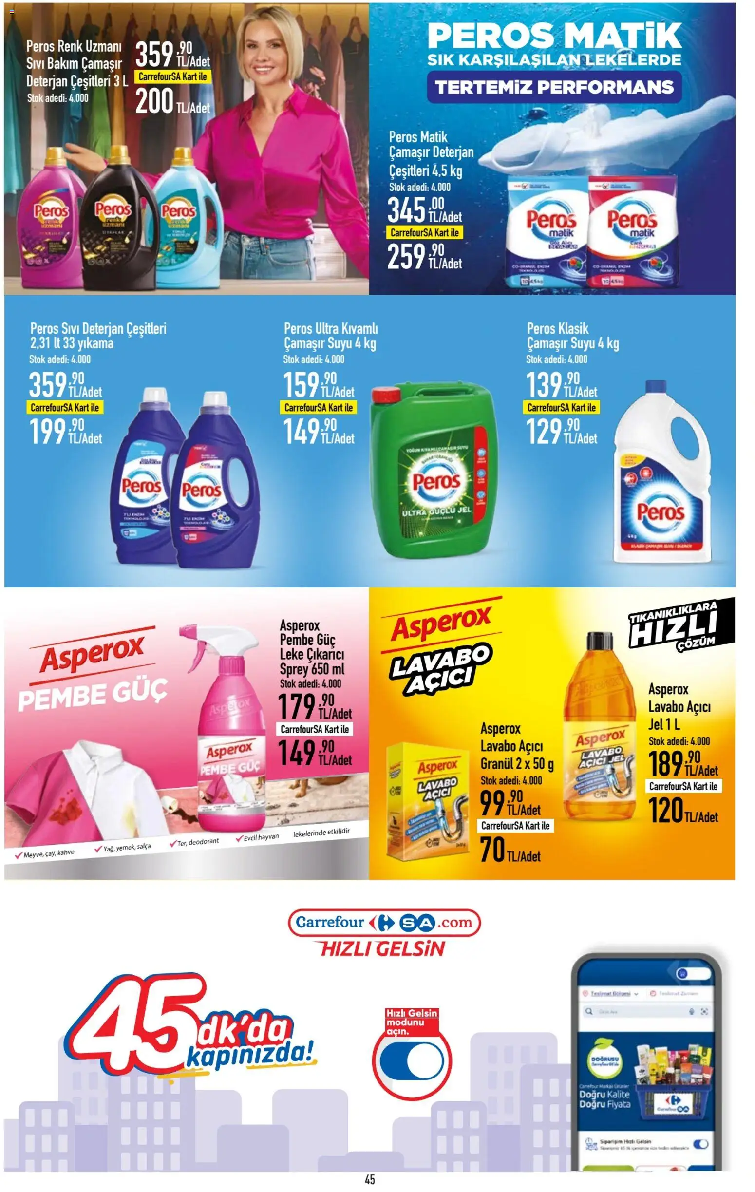 CarrefourSA Katalog - 01.06.2026 tarihinden itibaren geçerlidir | Sayfa: 45 | Ürünler: Lavabo, Leke çıkarıcı, Kahve, Lavabo açıcı
