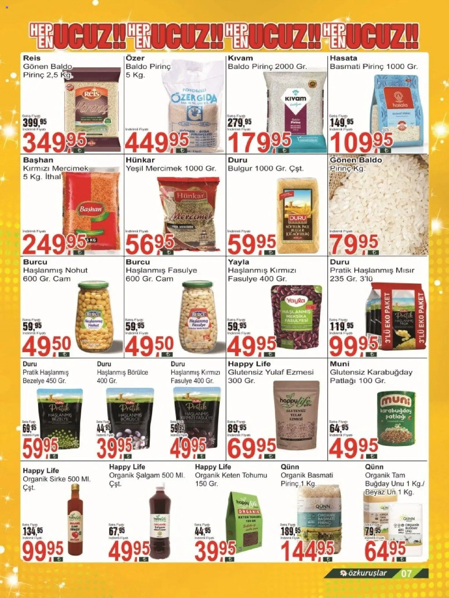 Özkuruşlar Katalog - 11.06.2026 tarihinden itibaren geçerlidir | Sayfa: 7 | Ürünler: Sirke, Yulaf, Börülce, Keten Tohumu