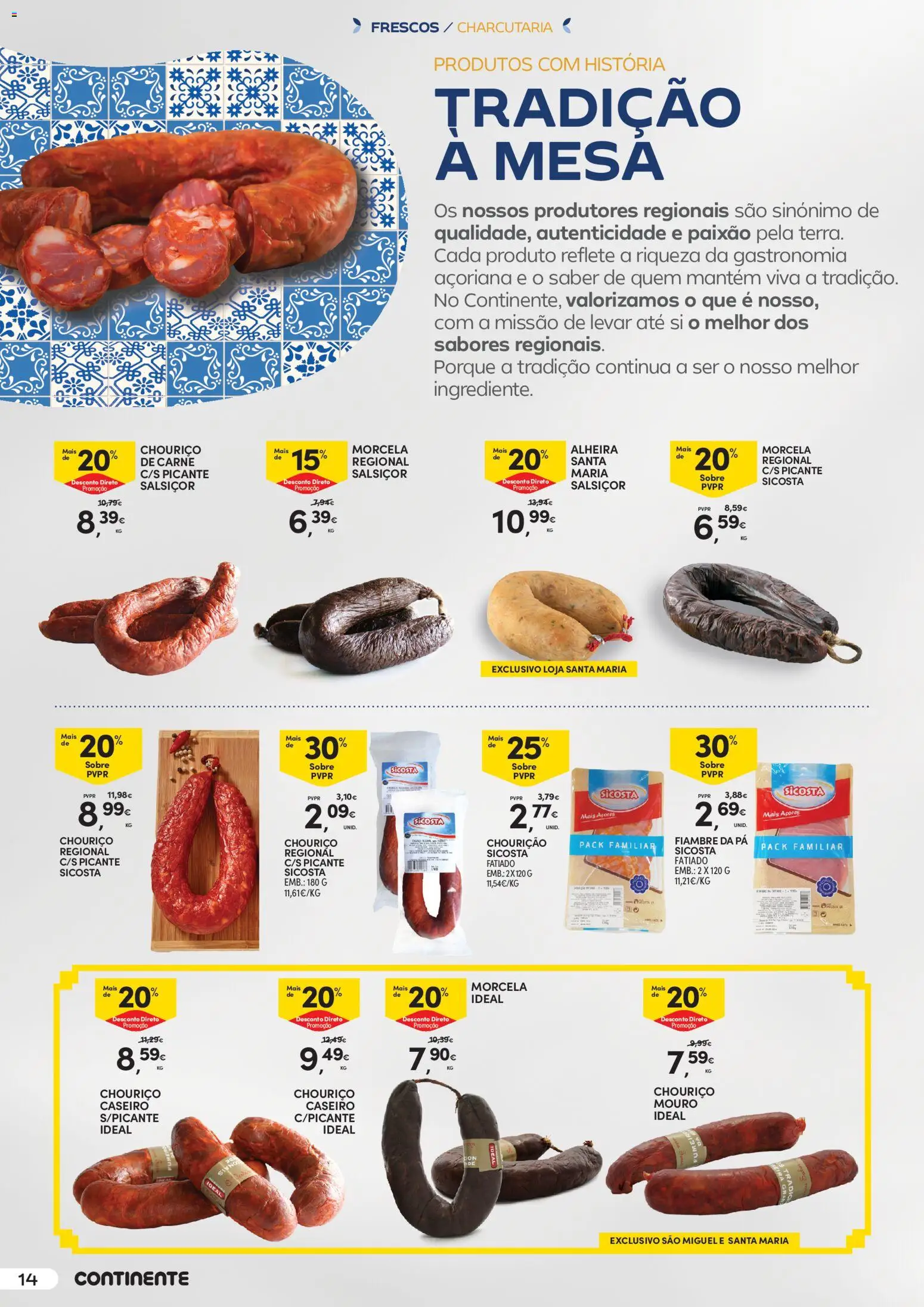 Continente - O melhor dos Açores │ válido de 12.05.2026 | Página: 14 | Produtos: Mesa, Chouriço, Pá, Alheira