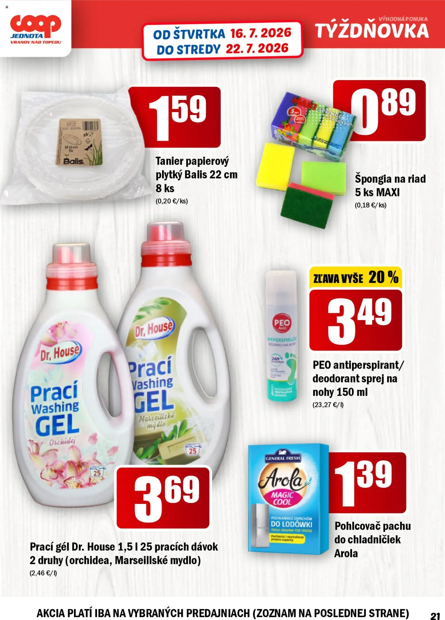 Nové COOP Jednota akcie – leták je platný od 16.07.2026 | Strana: 21 | Produkty: Mydlo