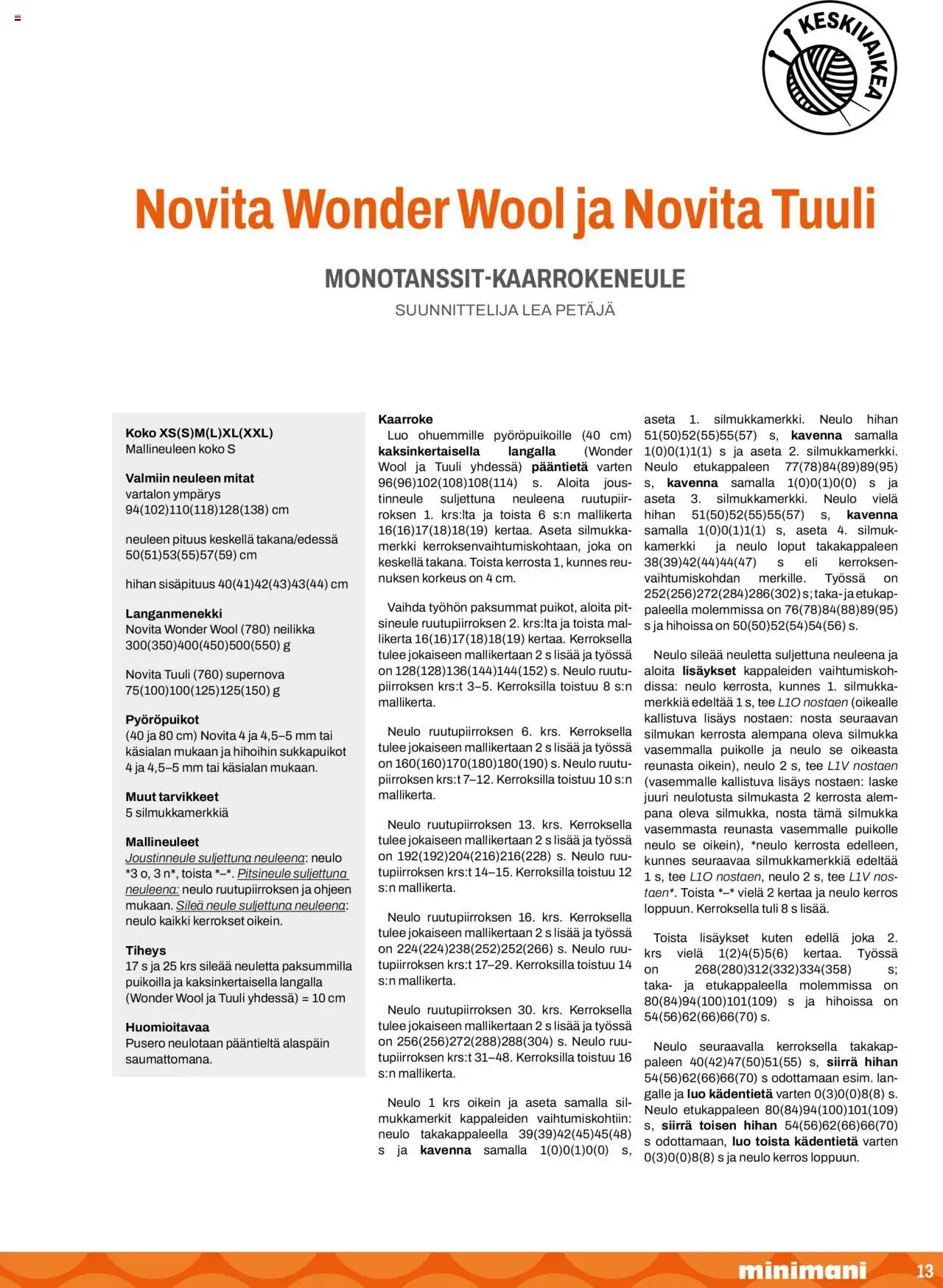 Minimani Novita – voimassa 01.09.2024 alkaen | Sivu: 13 | Tuotteet: Pusero, Tee, Neule