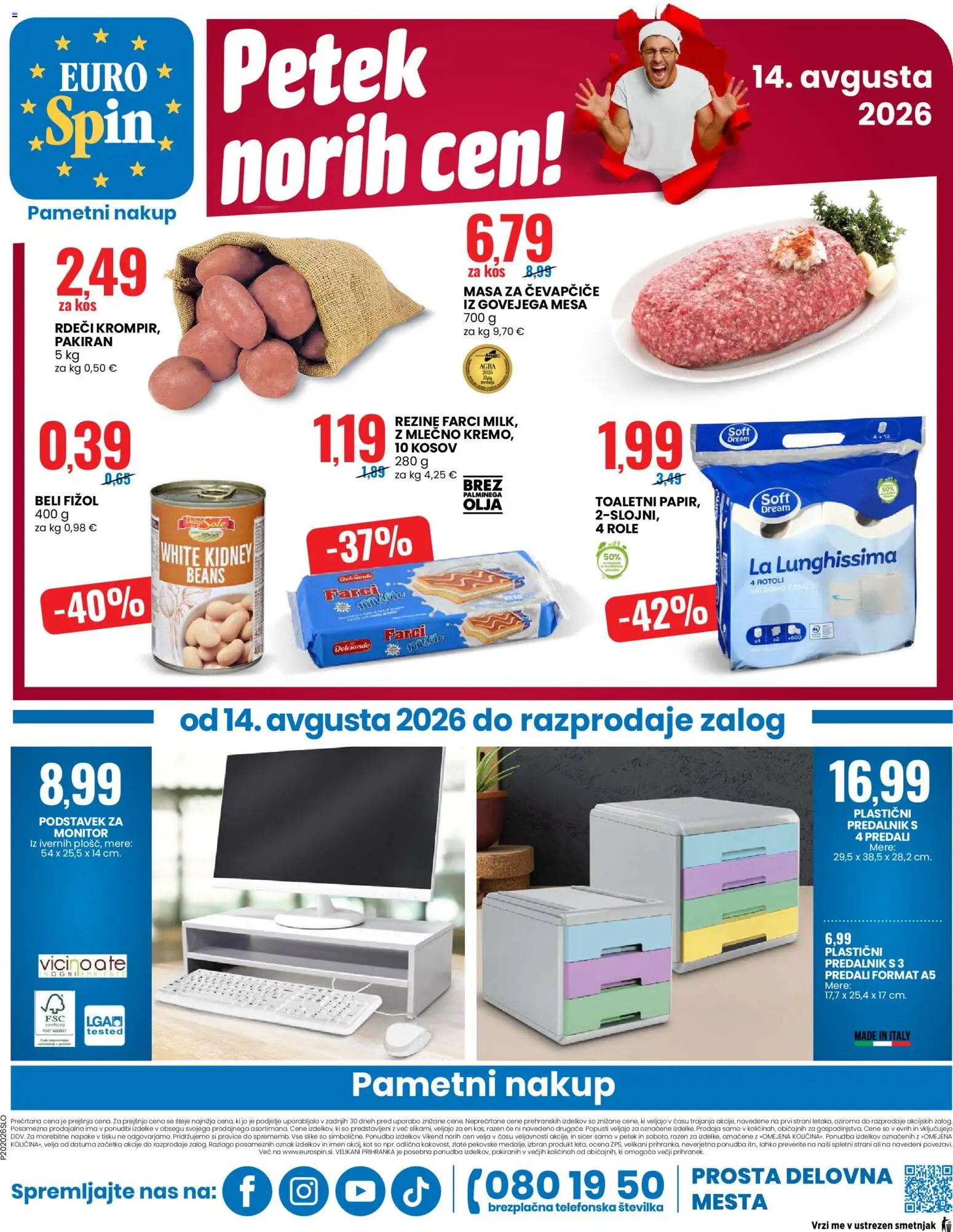 Novi Eurospin katalog ponudbe – veljaven od 13.08.2026 | Stran: 16 | Izdelki: Monitor, Predalnik, Kos