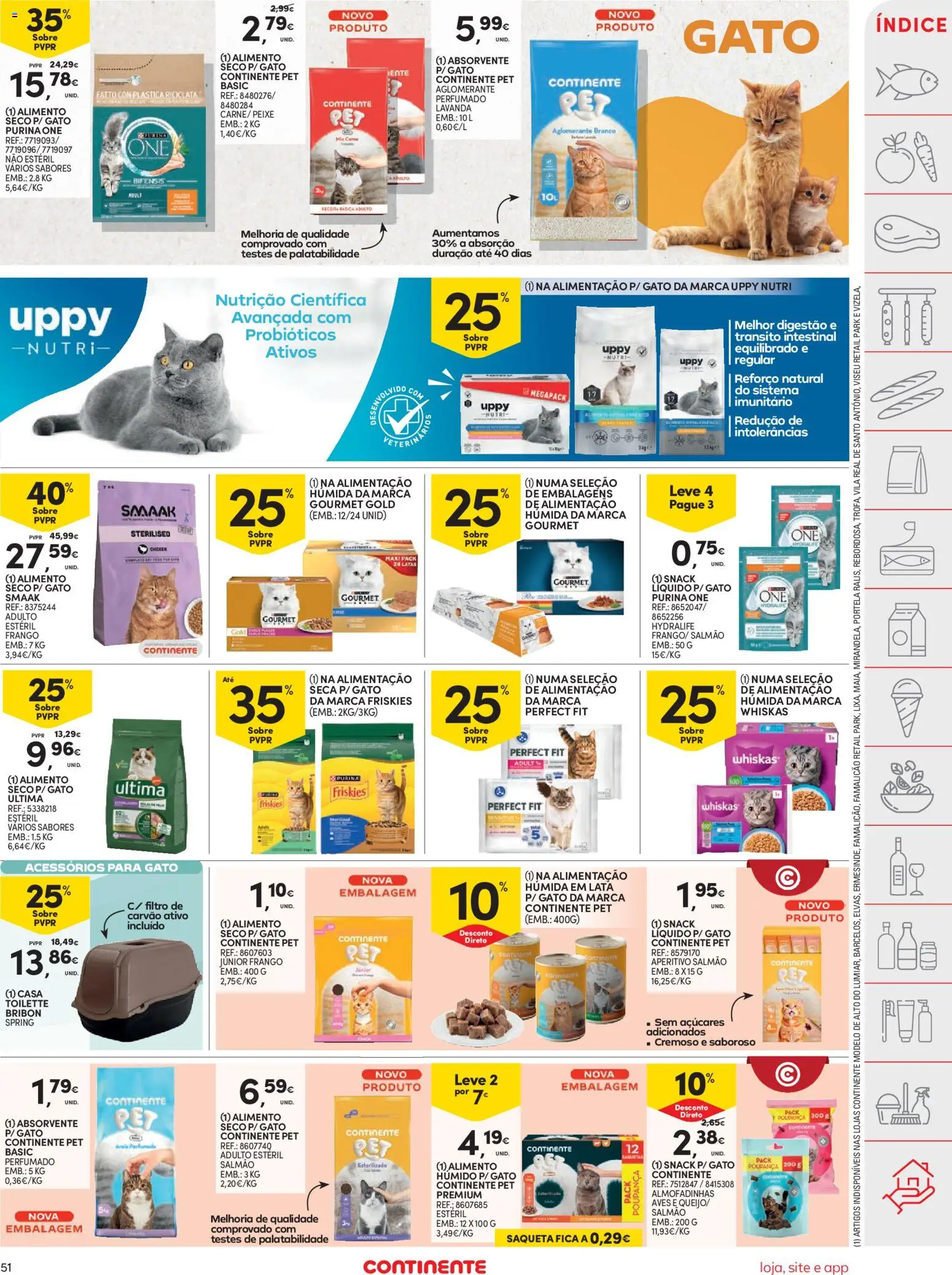 Continente folheto │ válido de 21/07/2026 | Página: 51 | Produtos: Purina one, Frango, Probióticos, Salmão