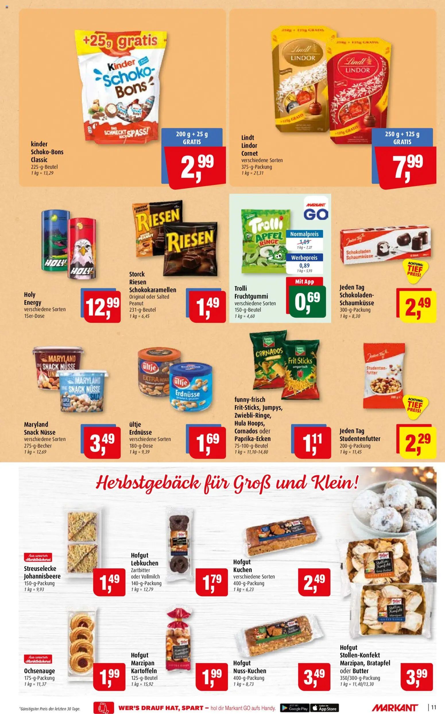 Markant Prospekt – gültig ab 05.10.2026 | Seite: 11 | Produkte: Energy, Lindor, Lindt, Kuchen