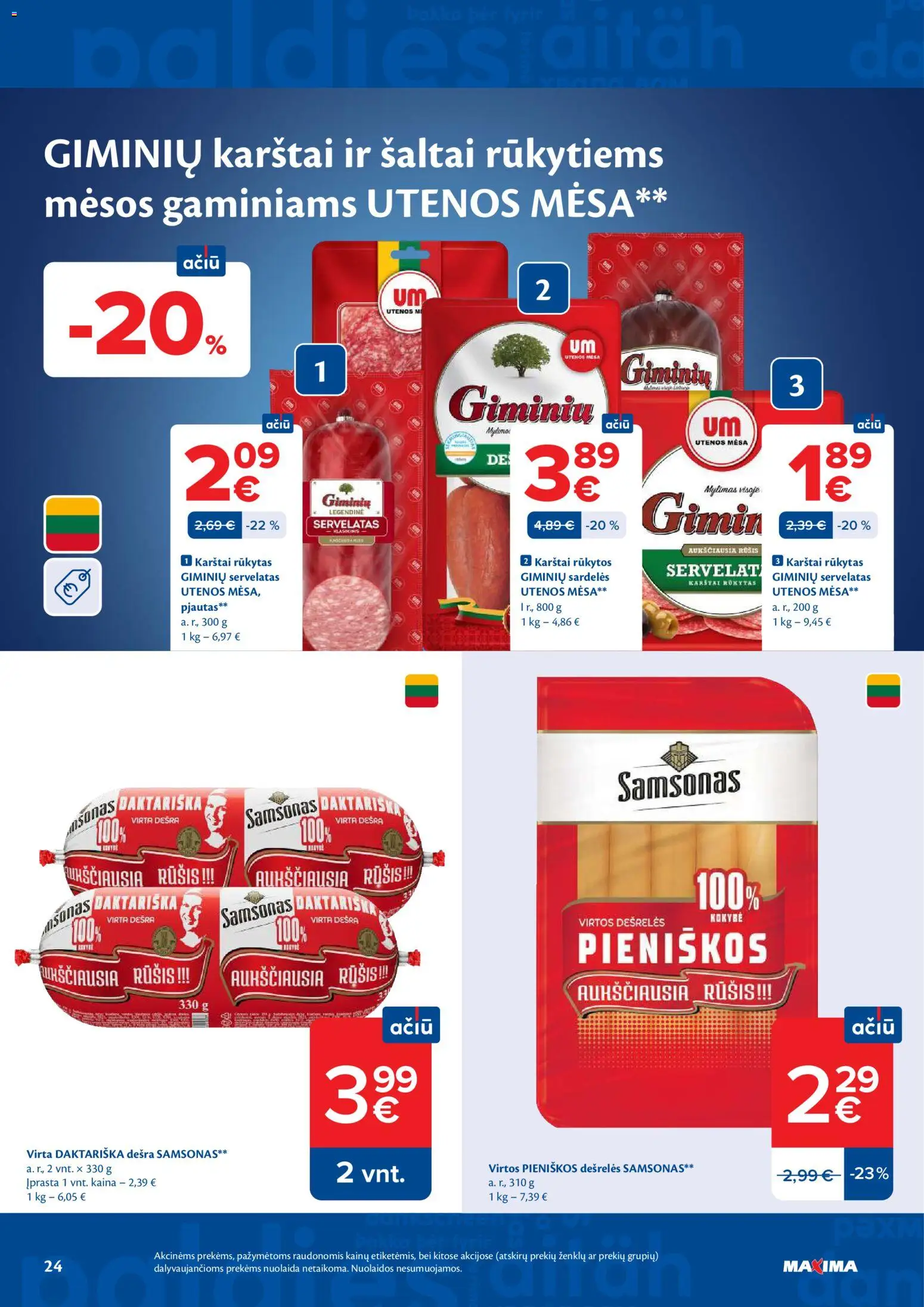 MAXIMA akcijos nuo 02.06.2026 | Puslapis: 24 | Prekių: Sardelės, Dešrelės, Dešra