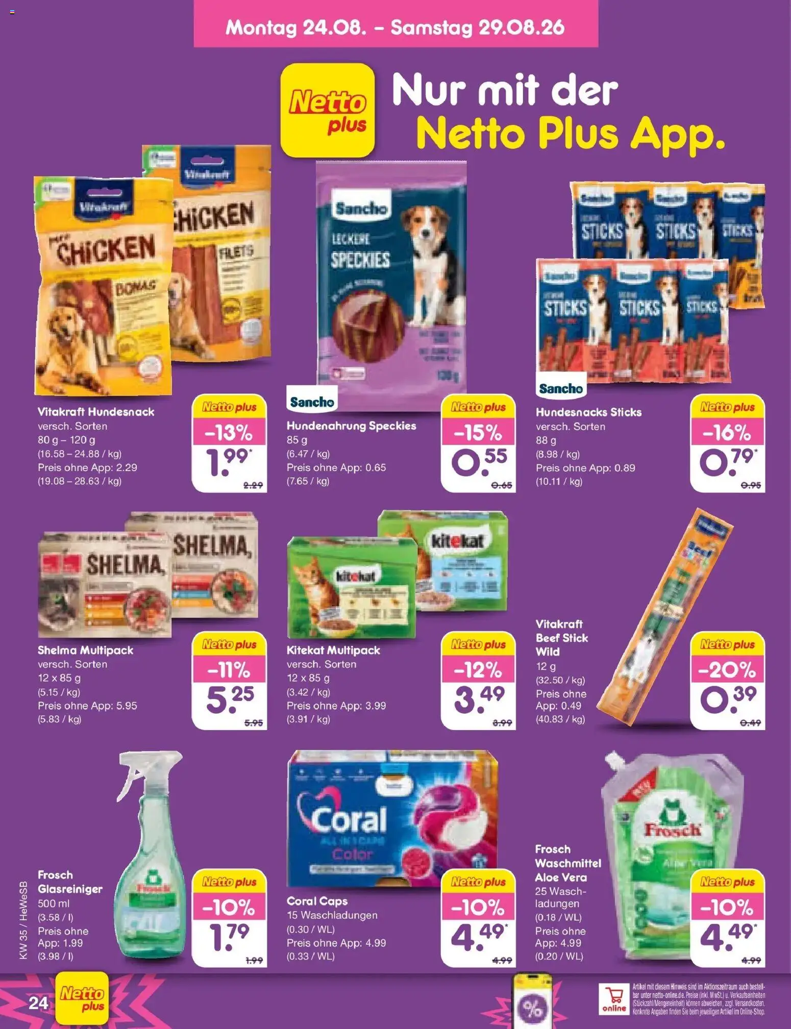 Netto Marken-Discount Prospekt Hamburg (ab 24.08.2026) » Angebote | Seite: 36 | Produkte: Coral, Waschmittel