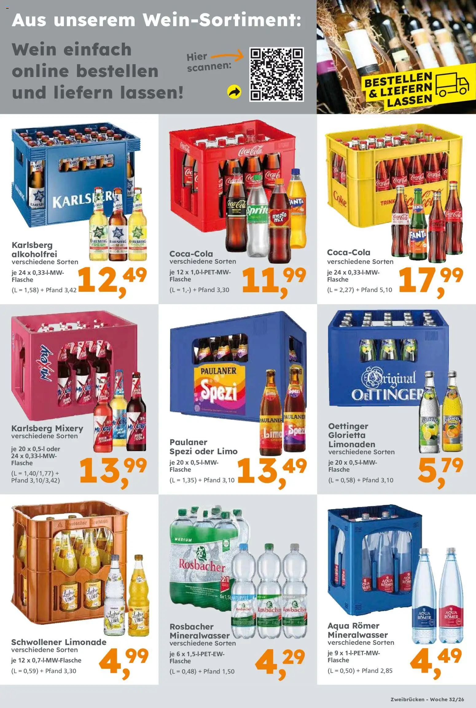 Globus Baumarkt Prospekt Zweibrücken – gültig ab 03.08.2026 | Seite: 15 | Produkte: Fanta, Oettinger, Mineralwasser, Paulaner
