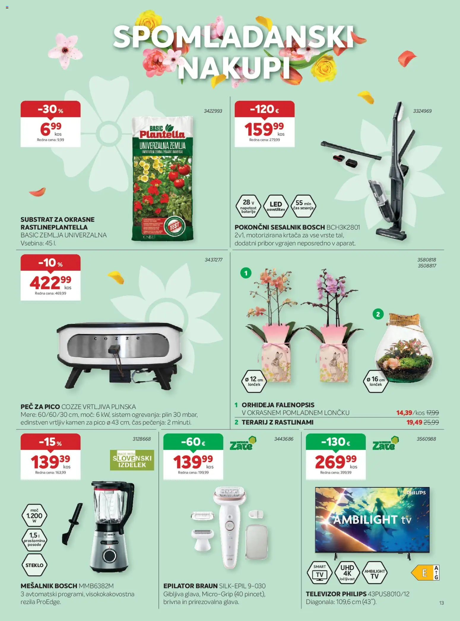 Novi Merkur katalog ponudbe – veljaven od 01.04.2026 | Stran: 13 | Izdelki: Televizor, Tv, Baterije, Sesalnik