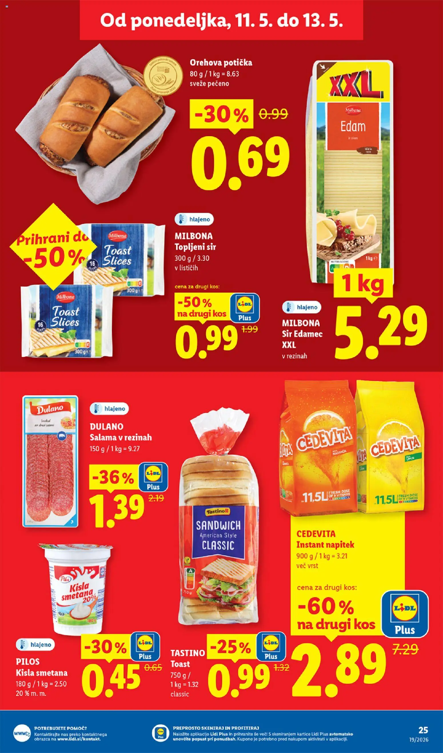 Novi Lidl katalog ponudbe – veljaven od 07.05.2026 | Stran: 51 | Izdelki: Toast, Kos, Salama, Kisla smetana