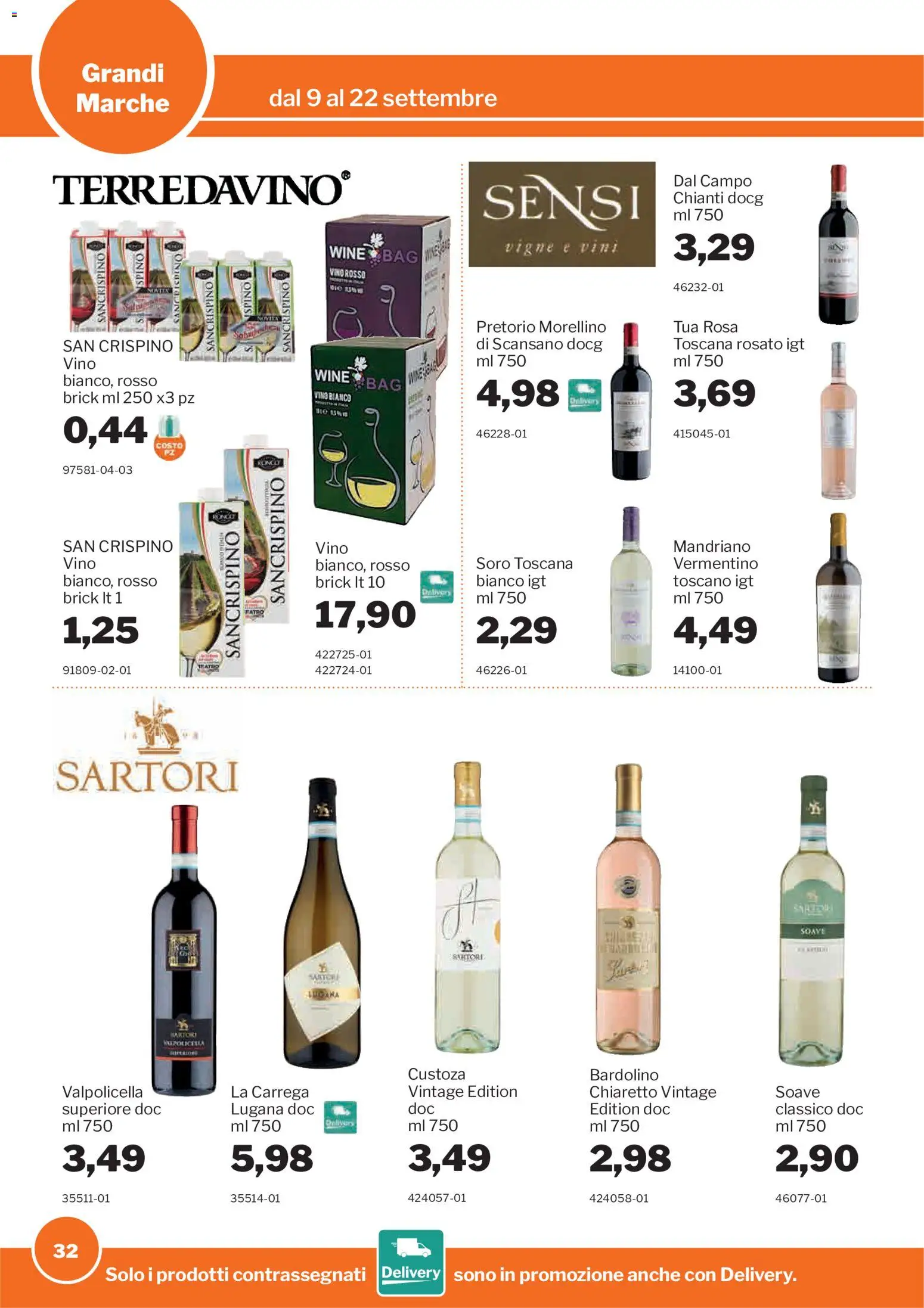 Volantino Sogegross del 09/09/2026 | Pagina: 32 | Prodotti: Vino, Vino rosso, Vino bianco