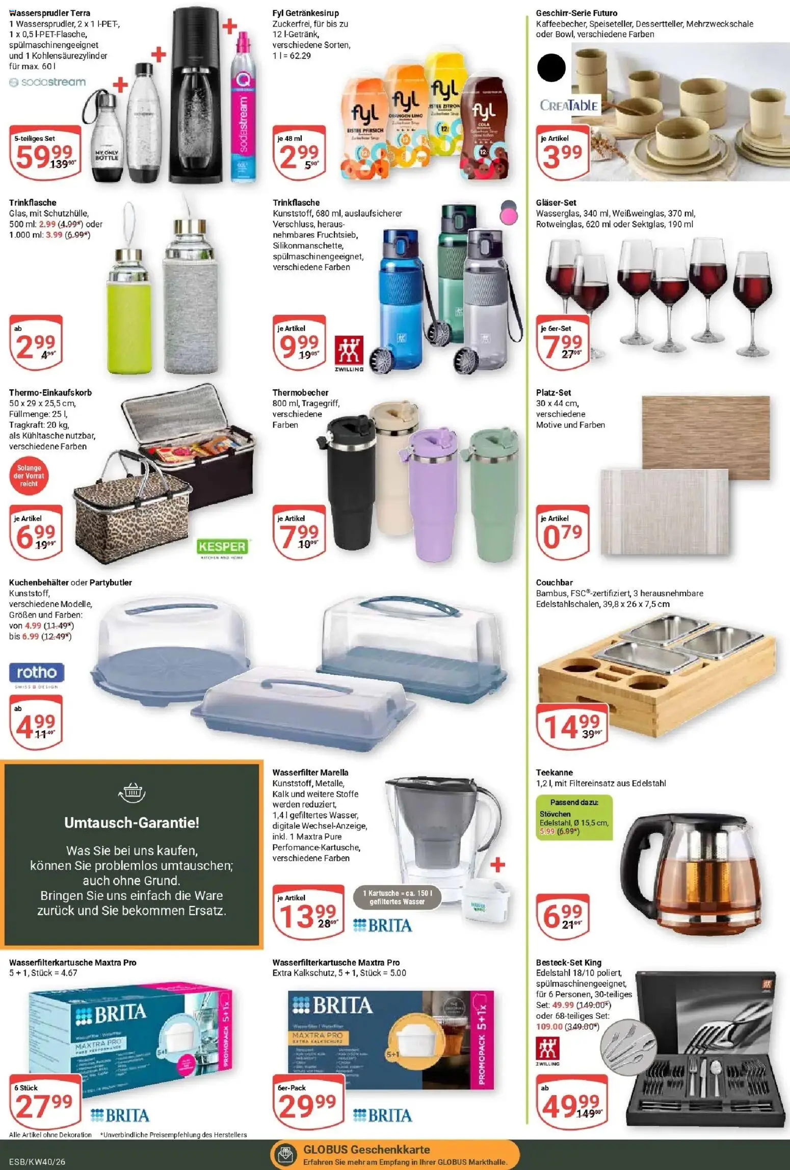 Globus Prospekt Eschborn (ab 28.09.2026) » Angebote online | Seite: 22 | Produkte: Kalk, Wasser, Pfirsich, Teekanne