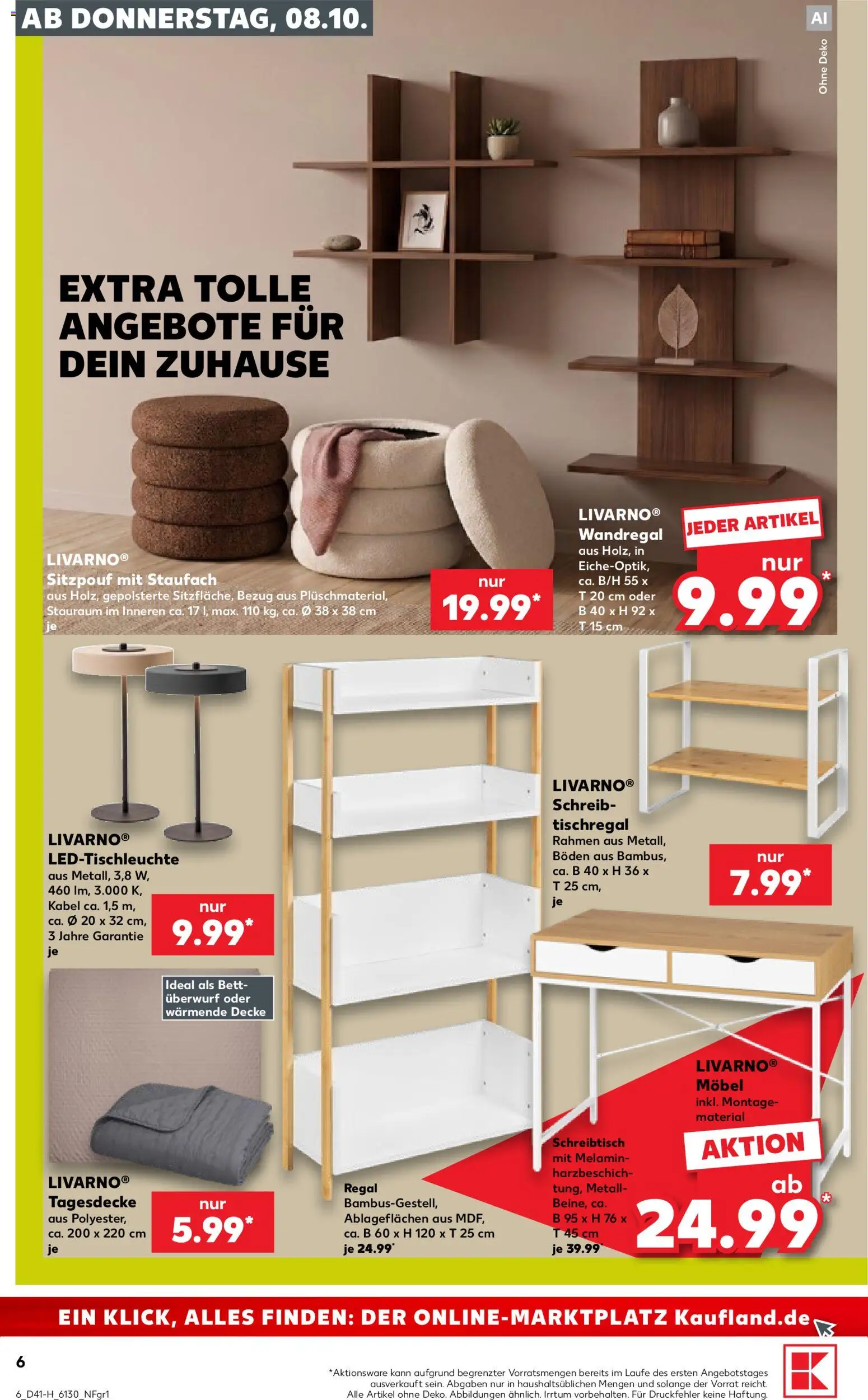 Kaufland Německo leták - Extra Angebote od 08.10.2026 | Strana: 6 | Produkty: Kabel, Regál