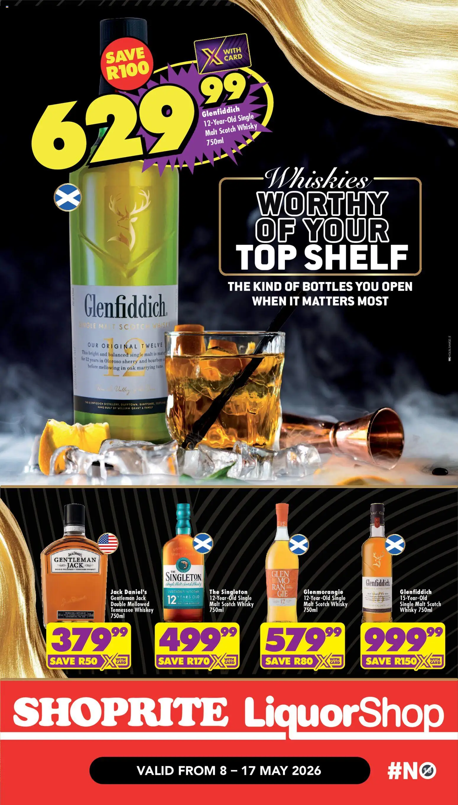 New Shoprite catalogue – valid from 08.05.2026 | Page: 5 | Products: Shelf, Bourbon, Whiskey