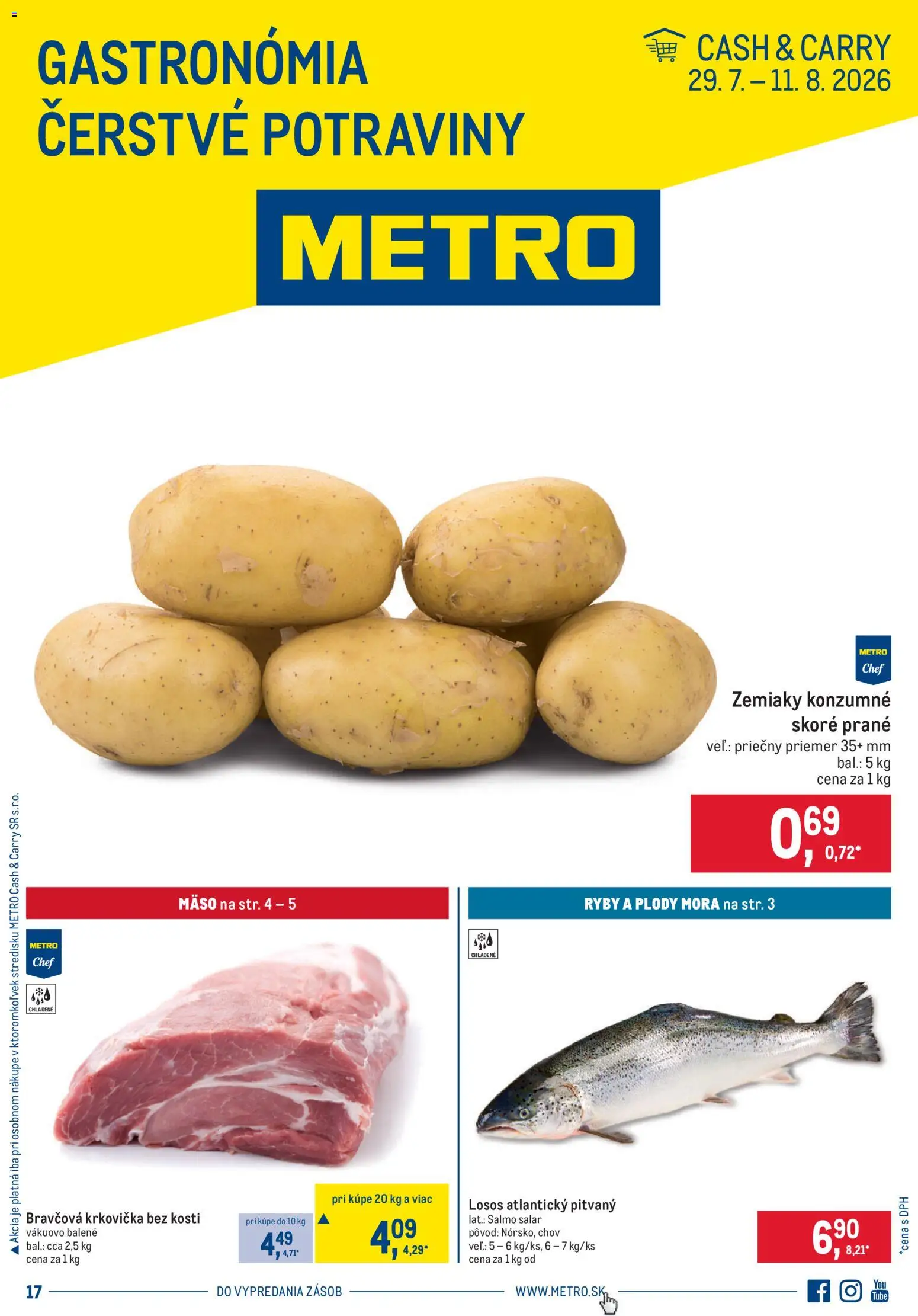 Nové Metro akcie – leták je platný od 29.07.2026 | Strana: 1 | Produkty: Ryby, Bravčová krkovička, Losos, Krkovička