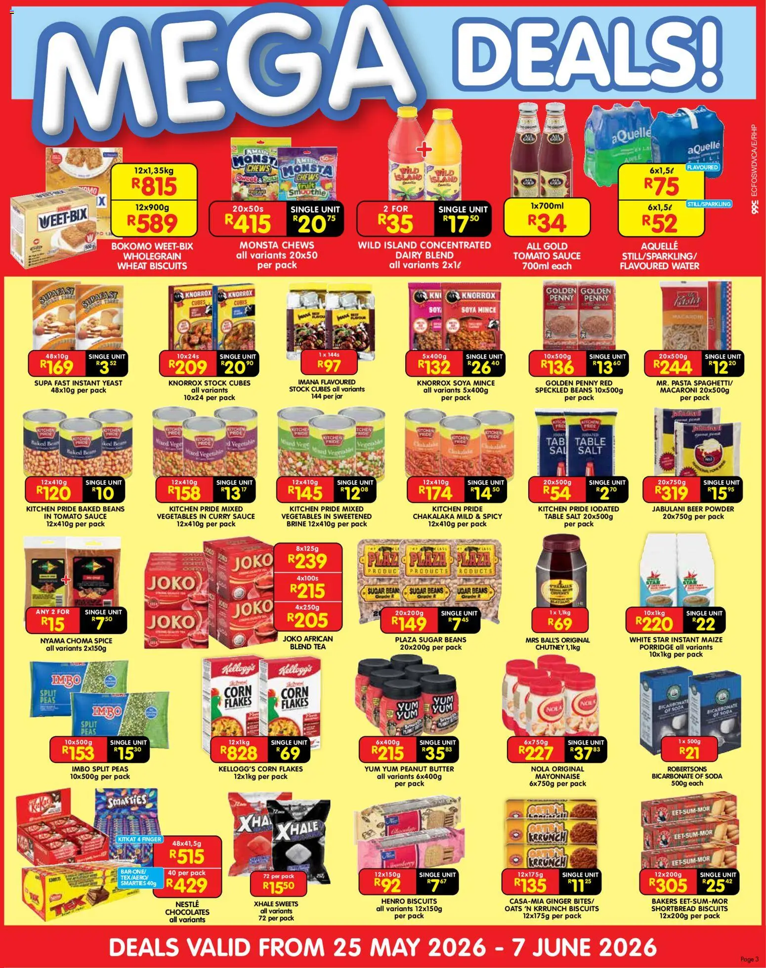 New Shoprite catalogue – valid from 25.05.2026 | Page: 3 | Products: Beans, Table, Salt, Sugar