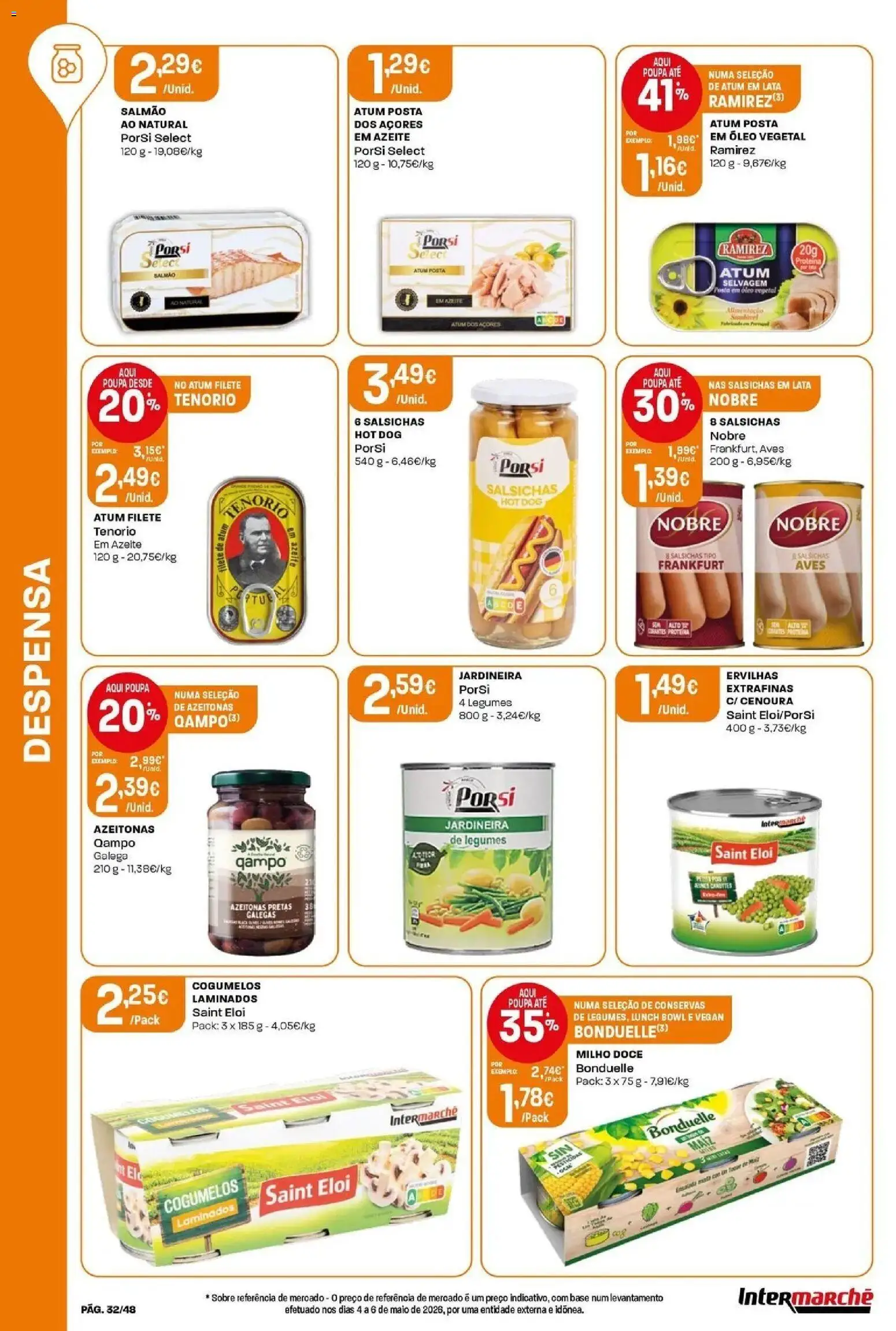 Intermarché - Isto é que são preços BAIXOS! │ válido de 04.06.2026 | Página: 32 | Produtos: Atum, Base, Óleo, Cogumelos