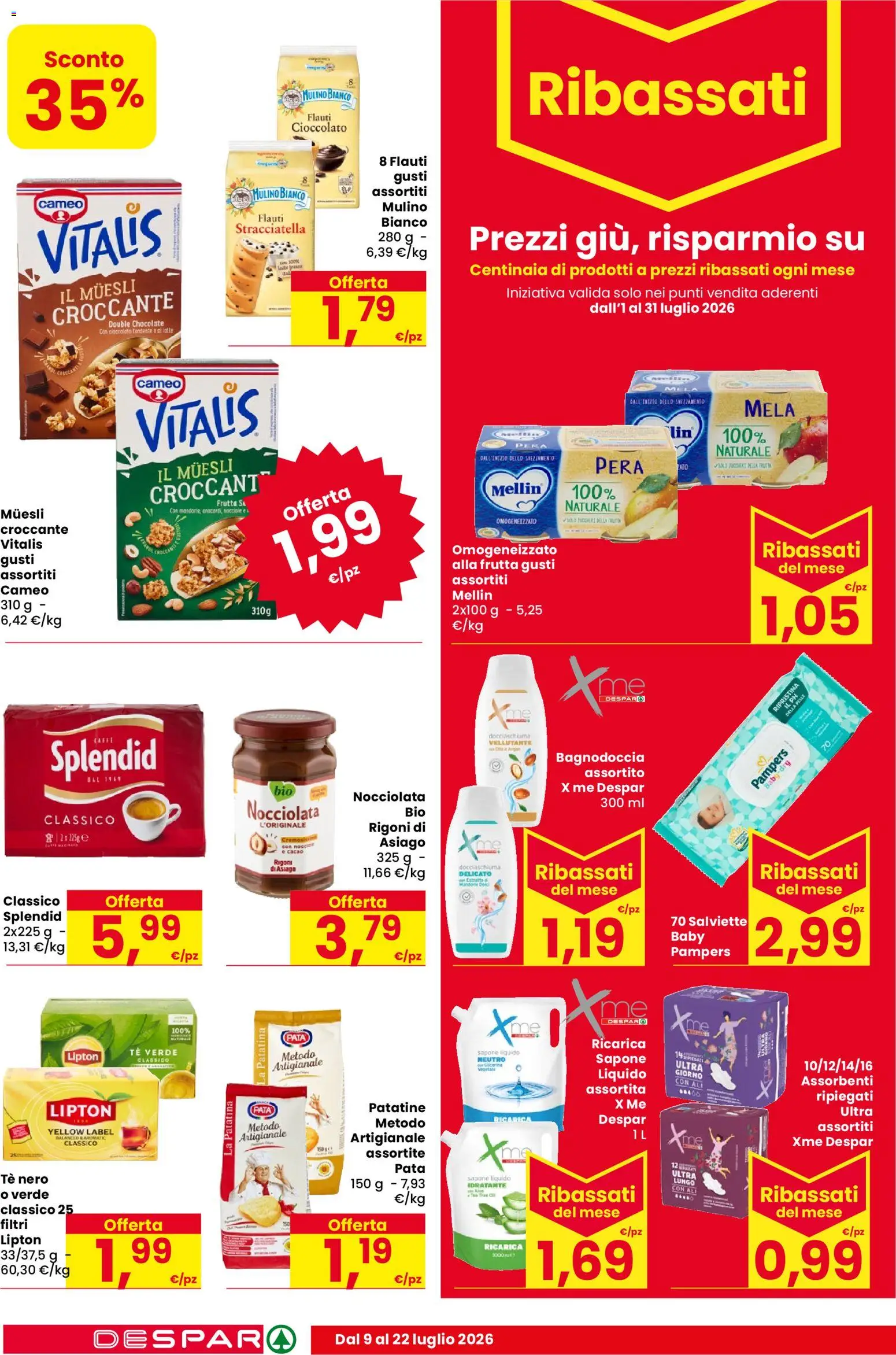 Volantino Despar del 09/07/2026 | Pagina: 12 | Prodotti: Patatine, Frutta, Nocciole, Pera