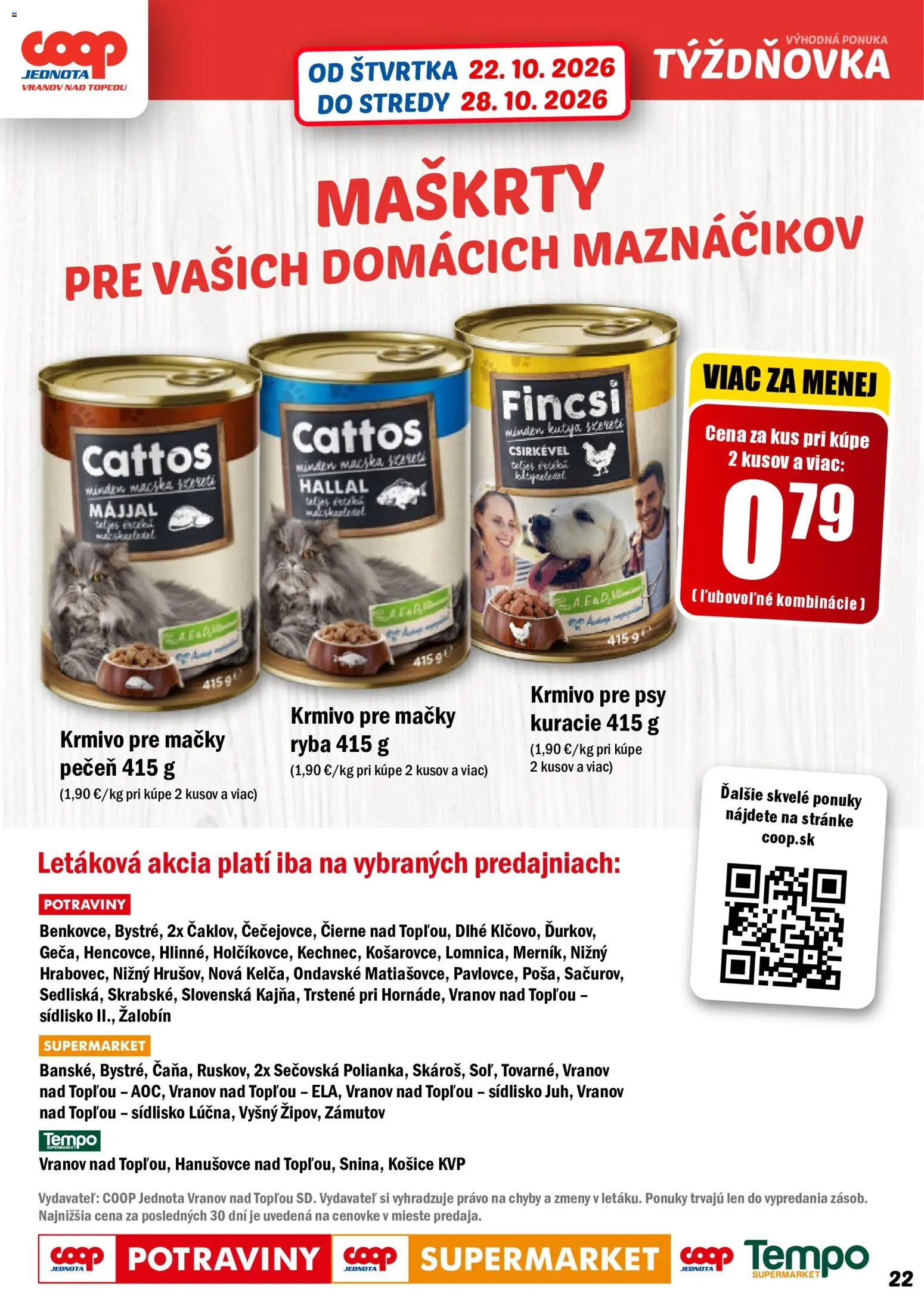 Nové COOP Jednota akcie – leták je platný od 22.10.2026 | Strana: 22 | Produkty: Pečeň, Ryba