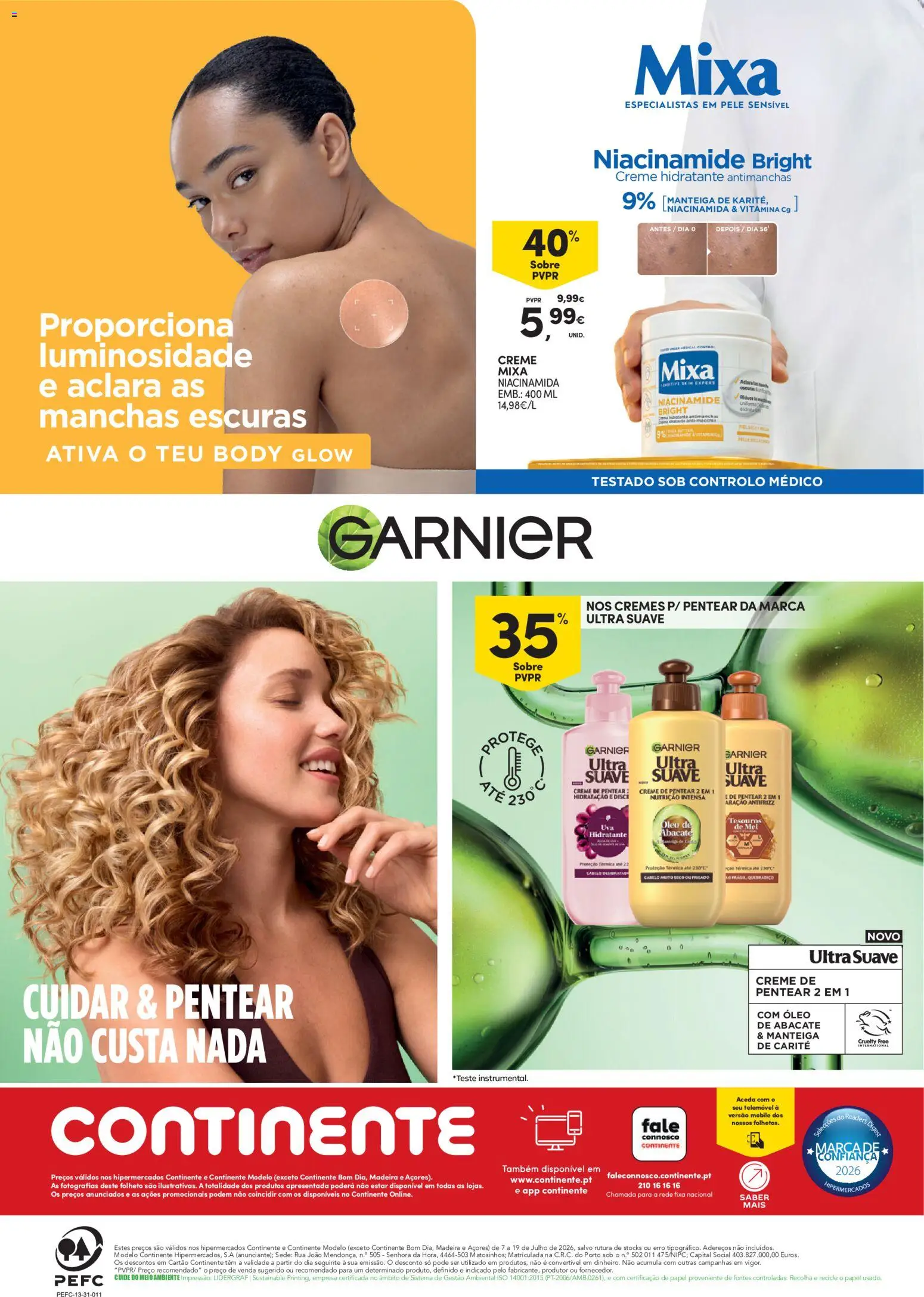 Continente Beleza Brilho com sabor a verão │ válido de 07/07/2026 | Página: 32 | Produtos: Telemóvel, Manteiga, Óleo, Creme