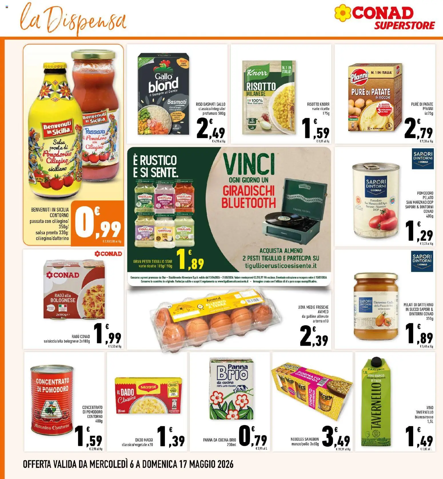 Volantino Conad del 06.05.2026 | Pagina: 18 | Prodotti: Uova, Pomodoro, Ragú, Vino bianco