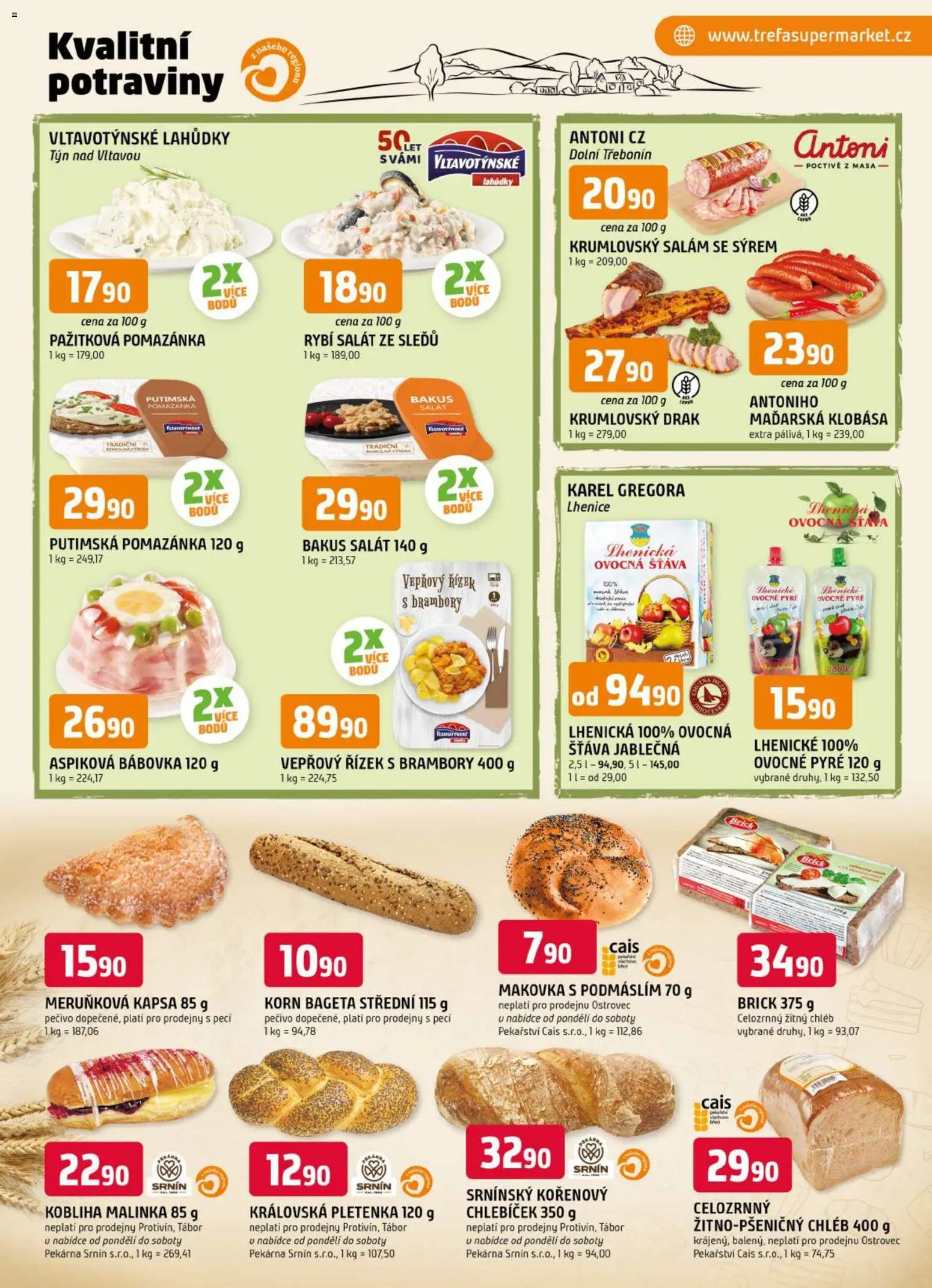 Trefa leták od 01.07.2026 | Strana: 5 | Produkty: Žitný chléb, Pečivo, Pomazánka, Bageta