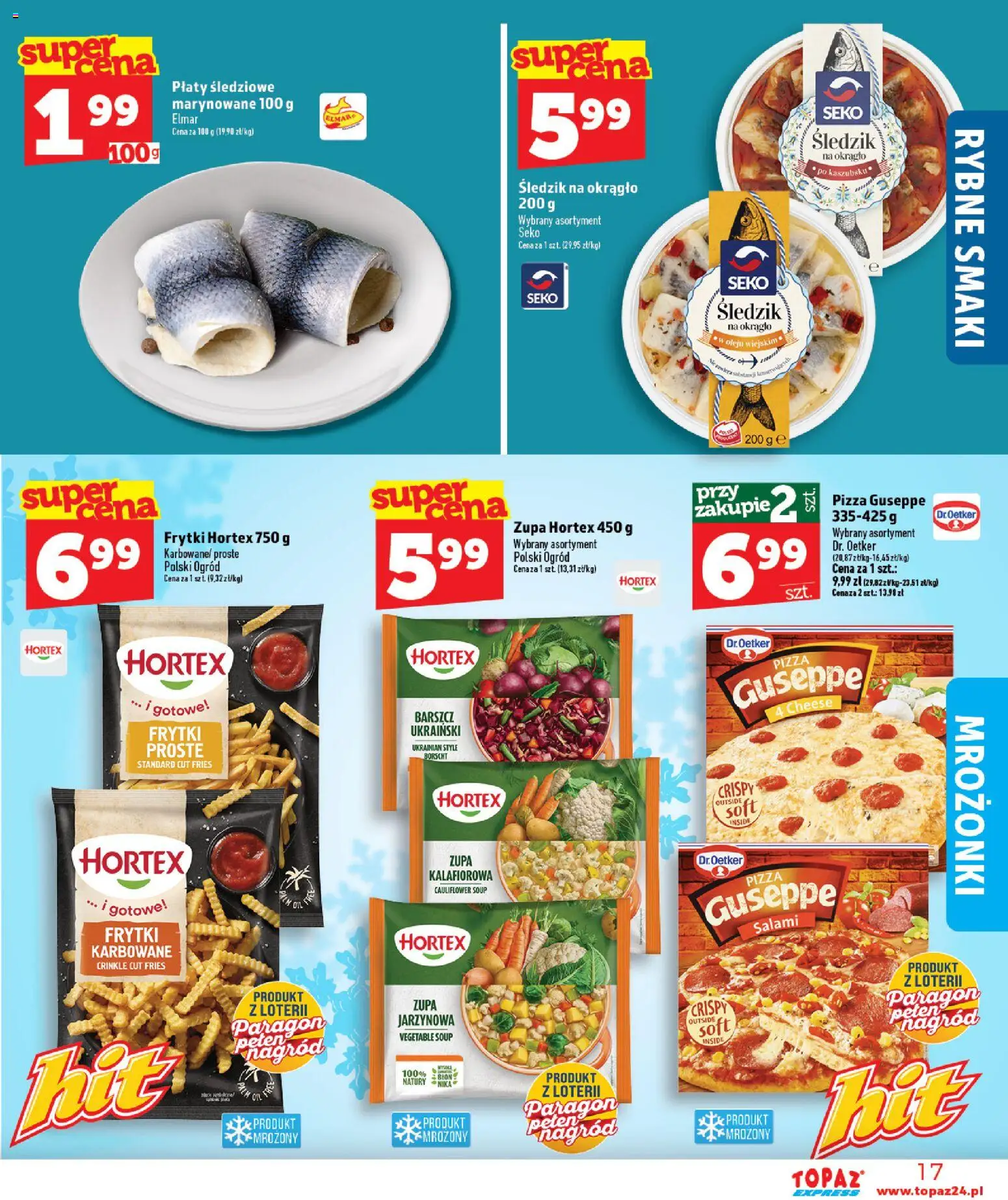 Topaz gazetka - Express od 03.09.2026 | Strona: 17 | Produkty: Pizza guseppe, Zupa, Salami, Frytki