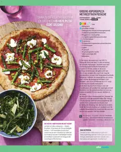 GROENE-ASPERGEPIZZA MET RICOTTA EN PISTACHE, Groene-aspergepizza met ricotta en pistache - Voorbeeld van een folder van Albert Heijn, geldig van 14-08-2026 | Pagina: 88 | Producten: Olie, Rucola, Olijfolie, Bakpapier