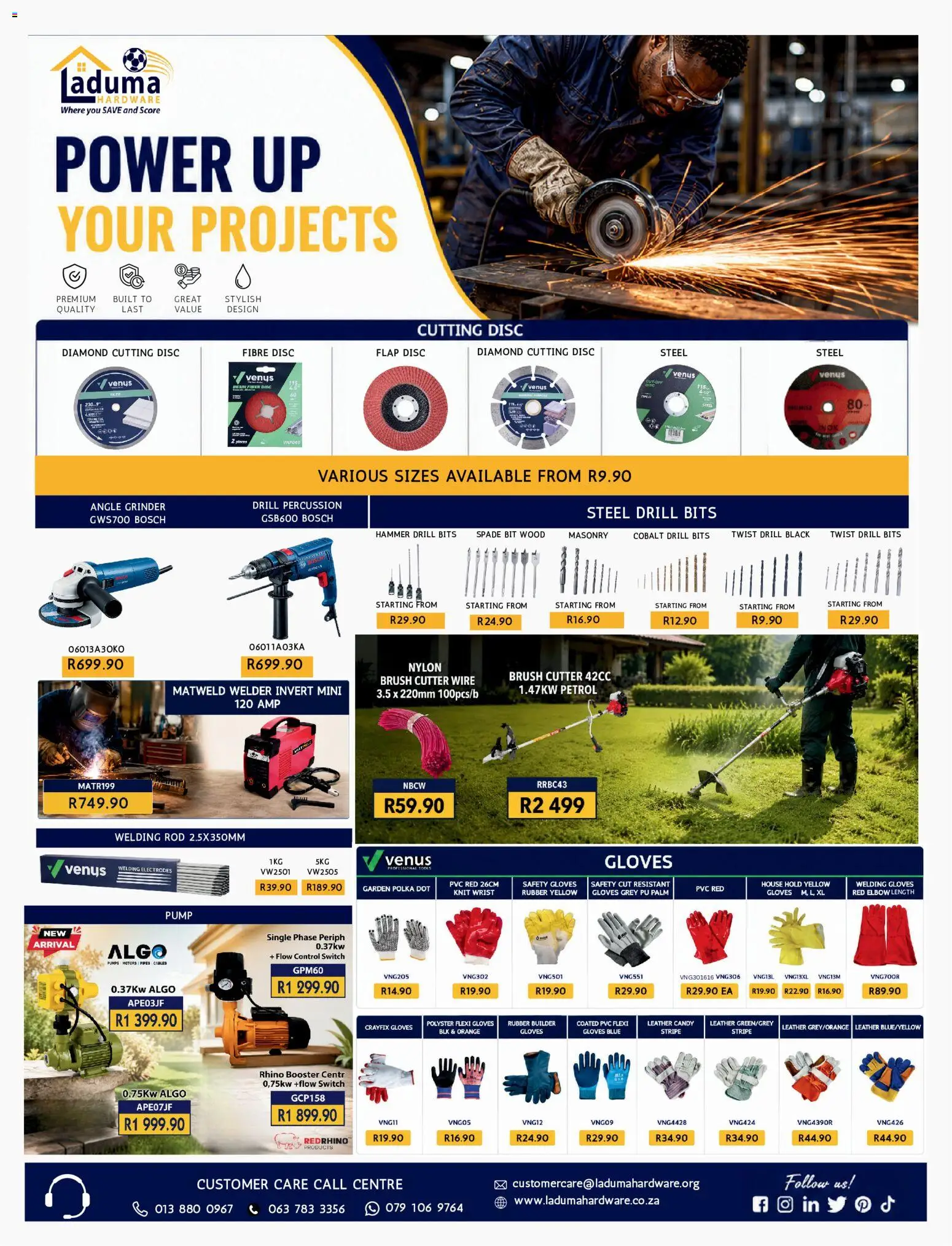 New Laduma Hardware catalogue – valid from 01/08/2026 | Page: 14 | Products: Gloves, Grinder, Spade, Angle grinder