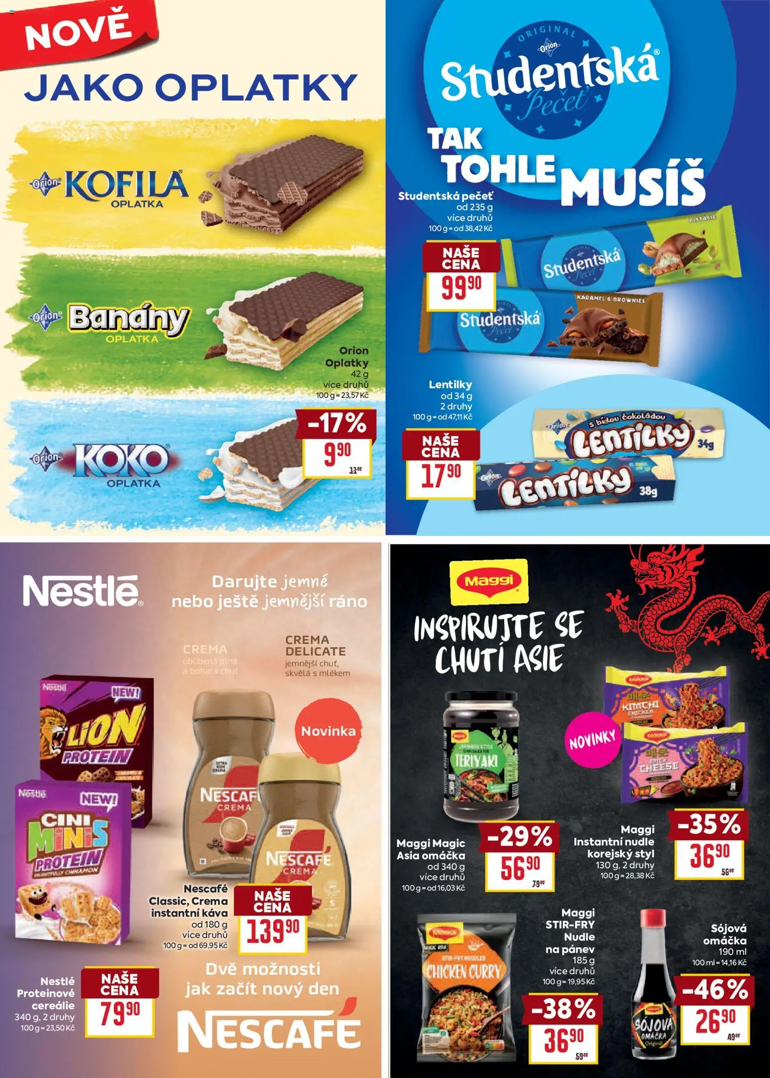 Billa leták - Vaše oblíbené značky od 12.08.2026 | Strana: 17 | Produkty: Pistácie, Brownies, Nescafé, Kofila