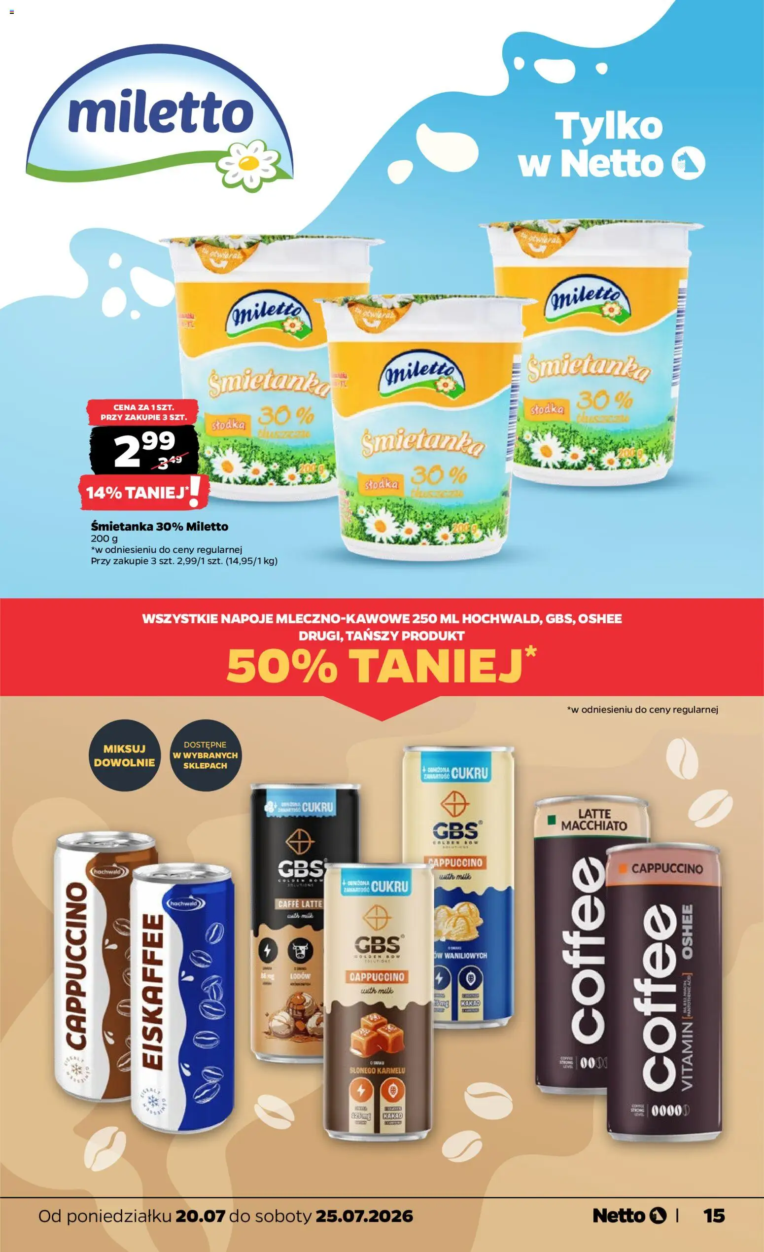 Netto gazetka od poniedziałku od 20.07.2026 | Strona: 15 | Produkty: Gbs, Kakao, Napoje, Cappuccino