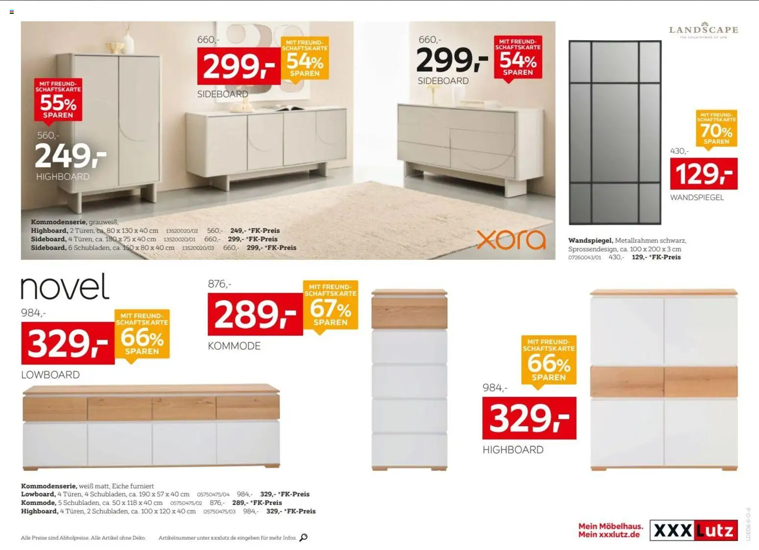 XXXLutz Nr. 1 beim Preis – gültig ab 15.08.2026 | Seite: 21 | Produkte: Lowboard, HIghboard, Kommode, Wandspiegel