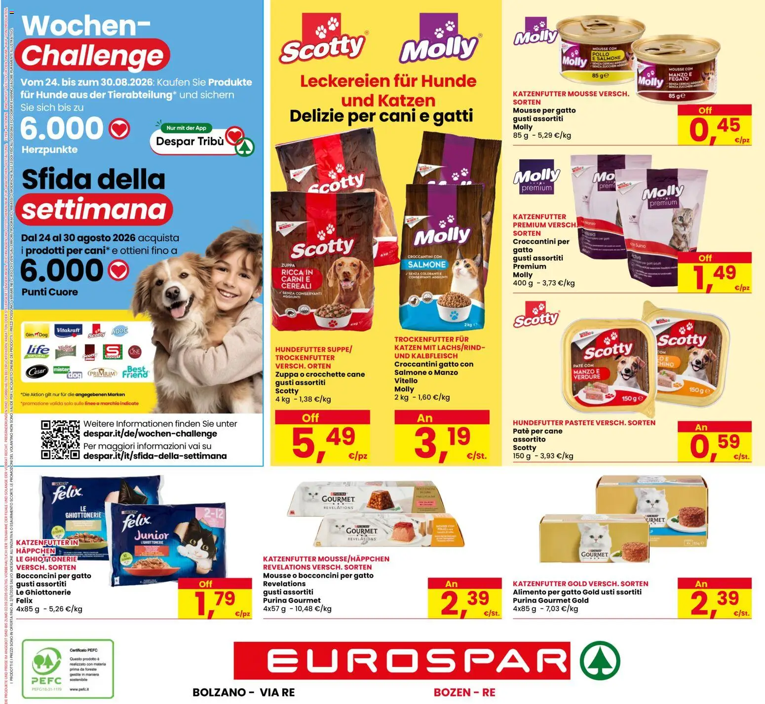 Volantino Eurospar del 17/08/2026 | Pagina: 20 | Prodotti: Paté, Manzo, Suino, Crocchette cane