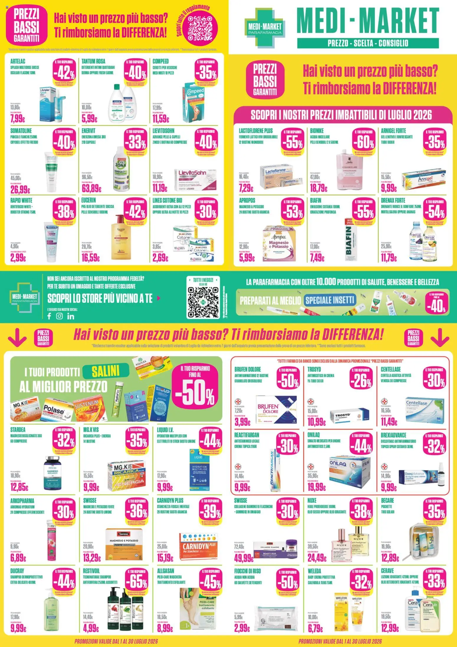 Volantino Medi Market del 01/07/2026 | Pagina: 1 | Prodotti: Crema, Acqua micellare, Detergente, Acqua