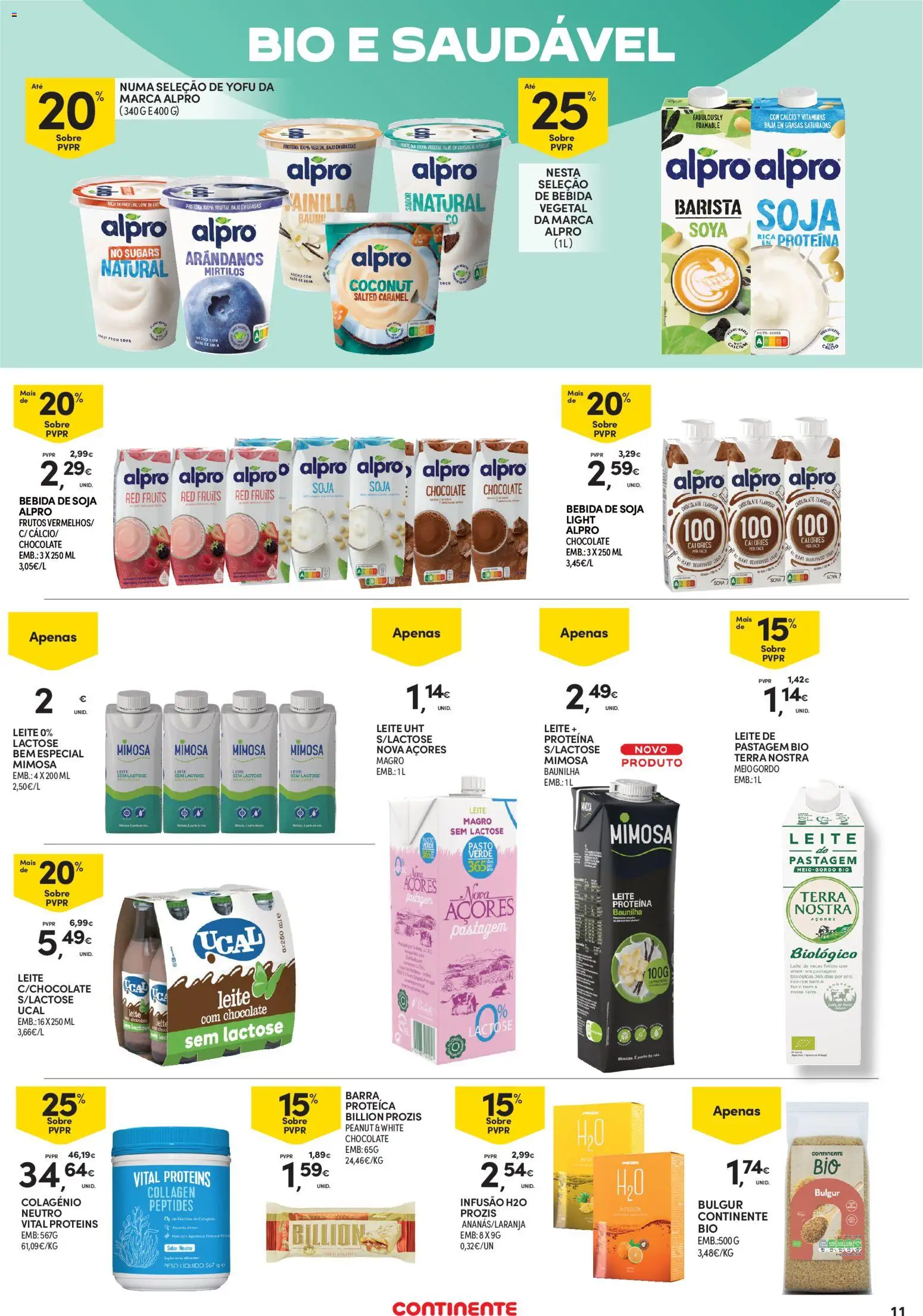 Continente Açores │ válido de 11.06.2026 | Página: 11 | Produtos: Base, Cálcio, Chocolate, Bebida