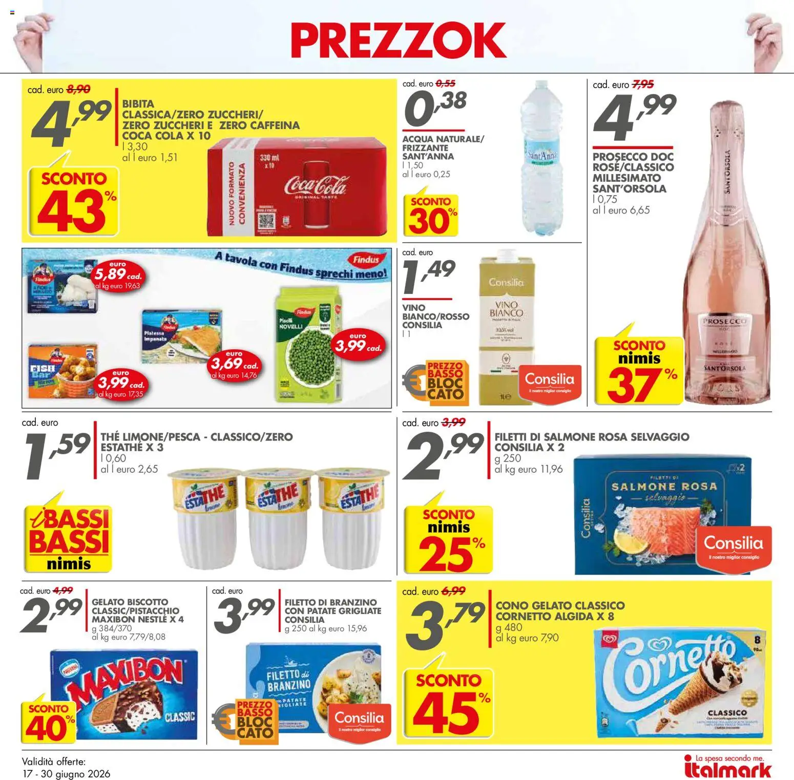 Volantino Italmark del 17.06.2026 | Pagina: 14 | Prodotti: Salmone, Acqua, Vino, Coca Cola
