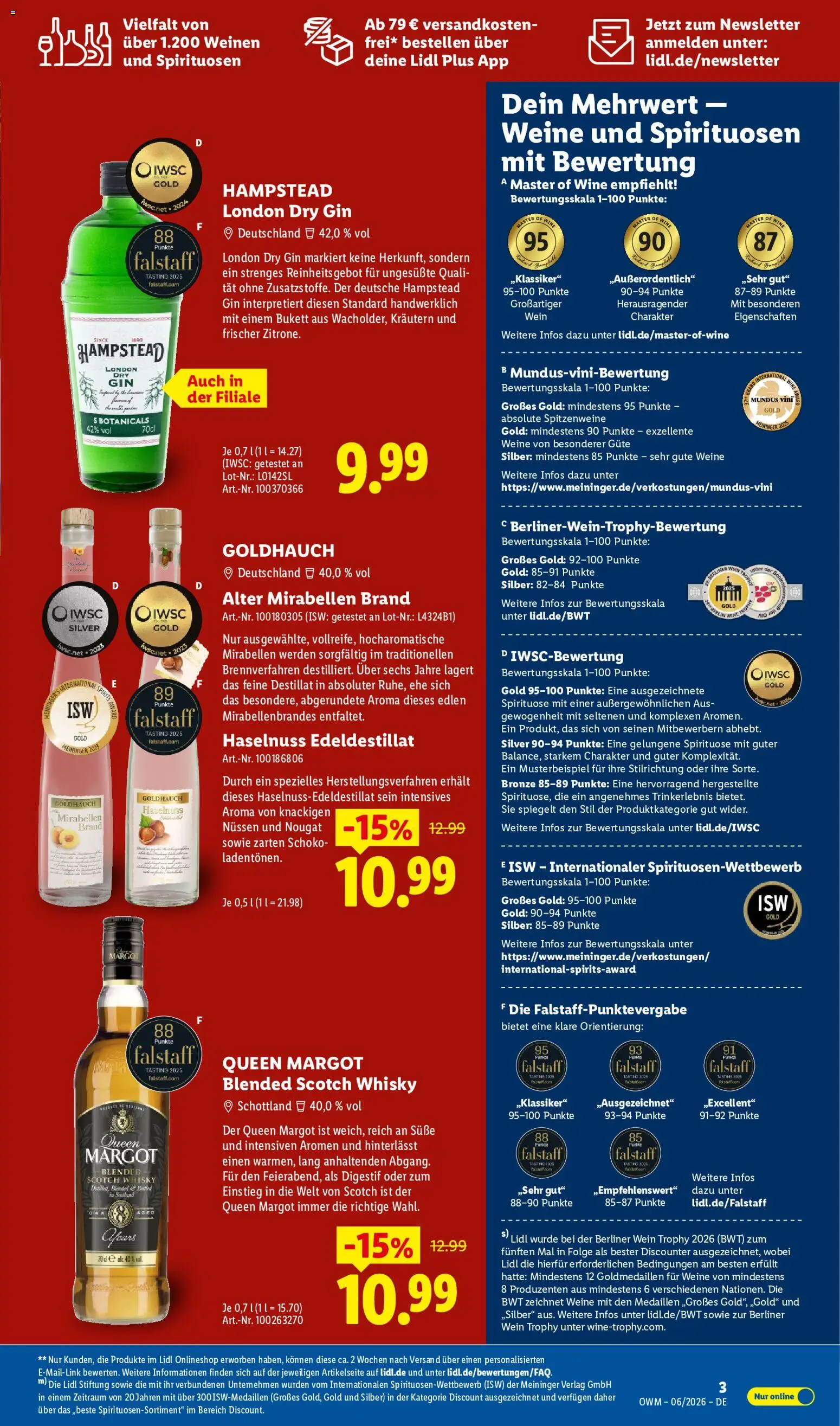 Lidl Německo leták - Wein & Spirituosen od 01.06.2026 | Strana: 3 | Produkty: Gin, Whisky, London dry gin, Dry gin
