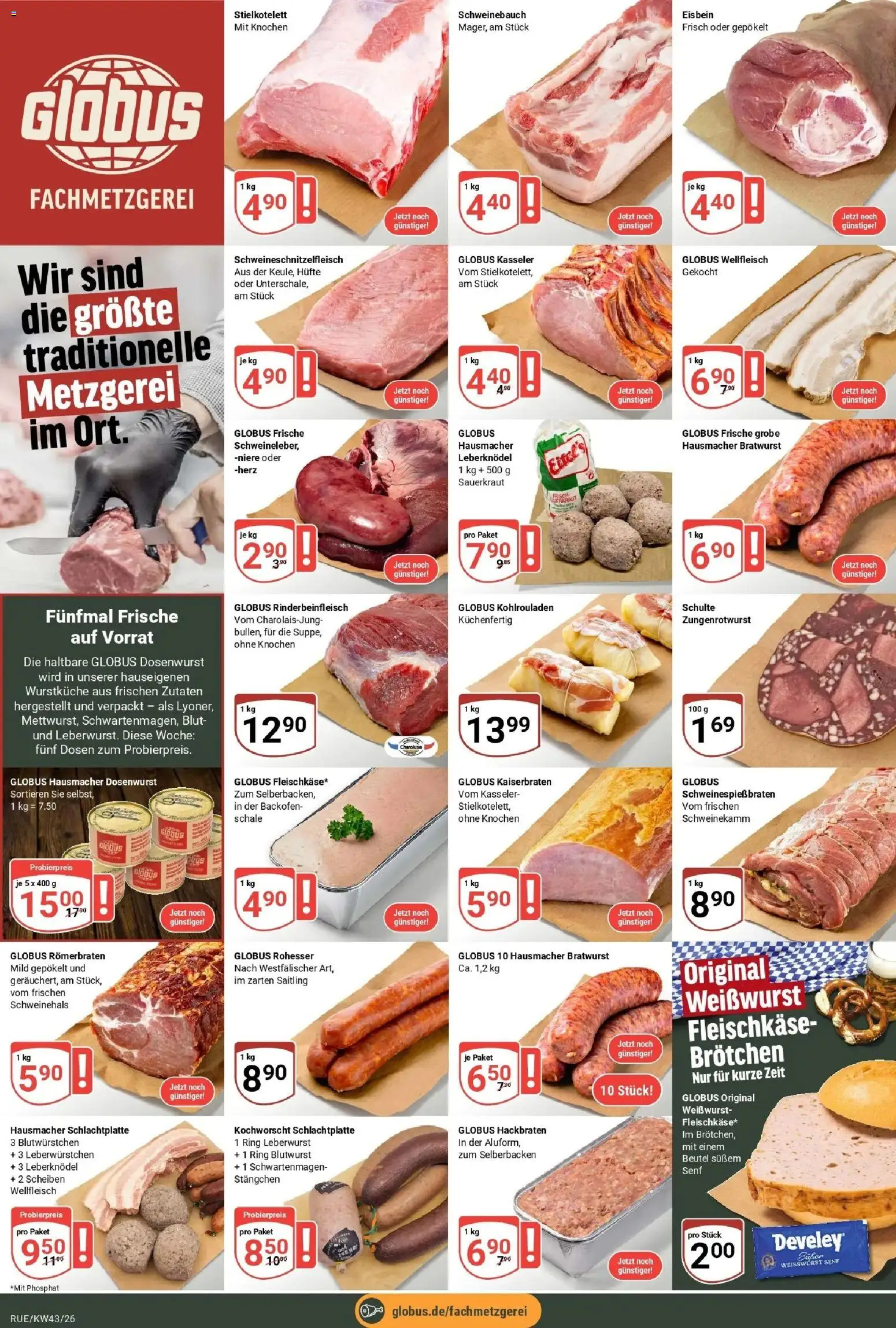 Globus Prospekt Rüsselsheim (ab 19.10.2026) » Angebote online | Seite: 9 | Produkte: Leberknödel, Bratwurst, Weißwurst, Backofen