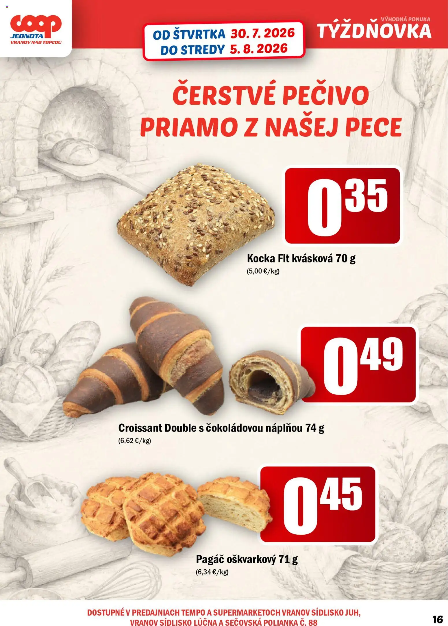 Nové COOP Jednota akcie – leták je platný od 30.07.2026 | Strana: 16 | Produkty: Croissant
