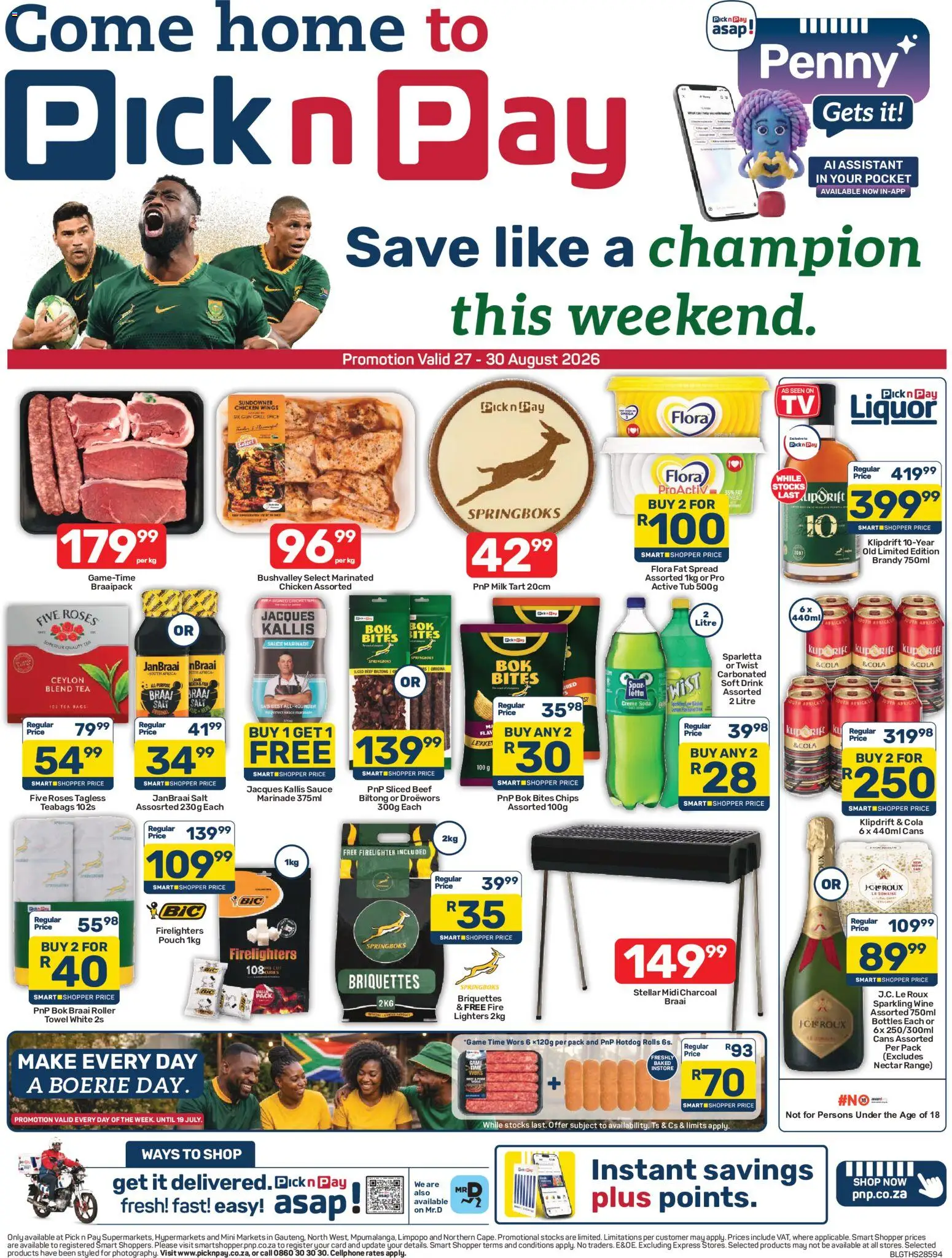 New Pick n Pay catalogue – valid from 27/08/2026 | Page: 1 | Products: Spread, Chicken, Beef, Sauce