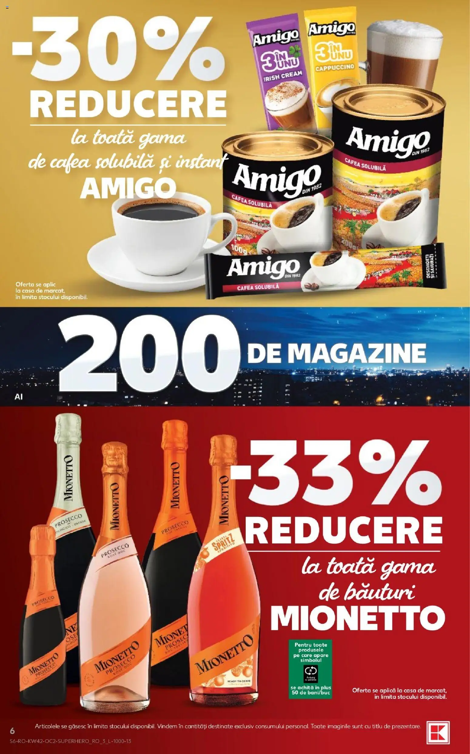 Kaufland RO akciós ujság - amely érvényes a következő dátumtól: 2026.10.14. | Oldal: 6 | Termékek: Mionetto Prosecco, Cappuccino, Prosecco