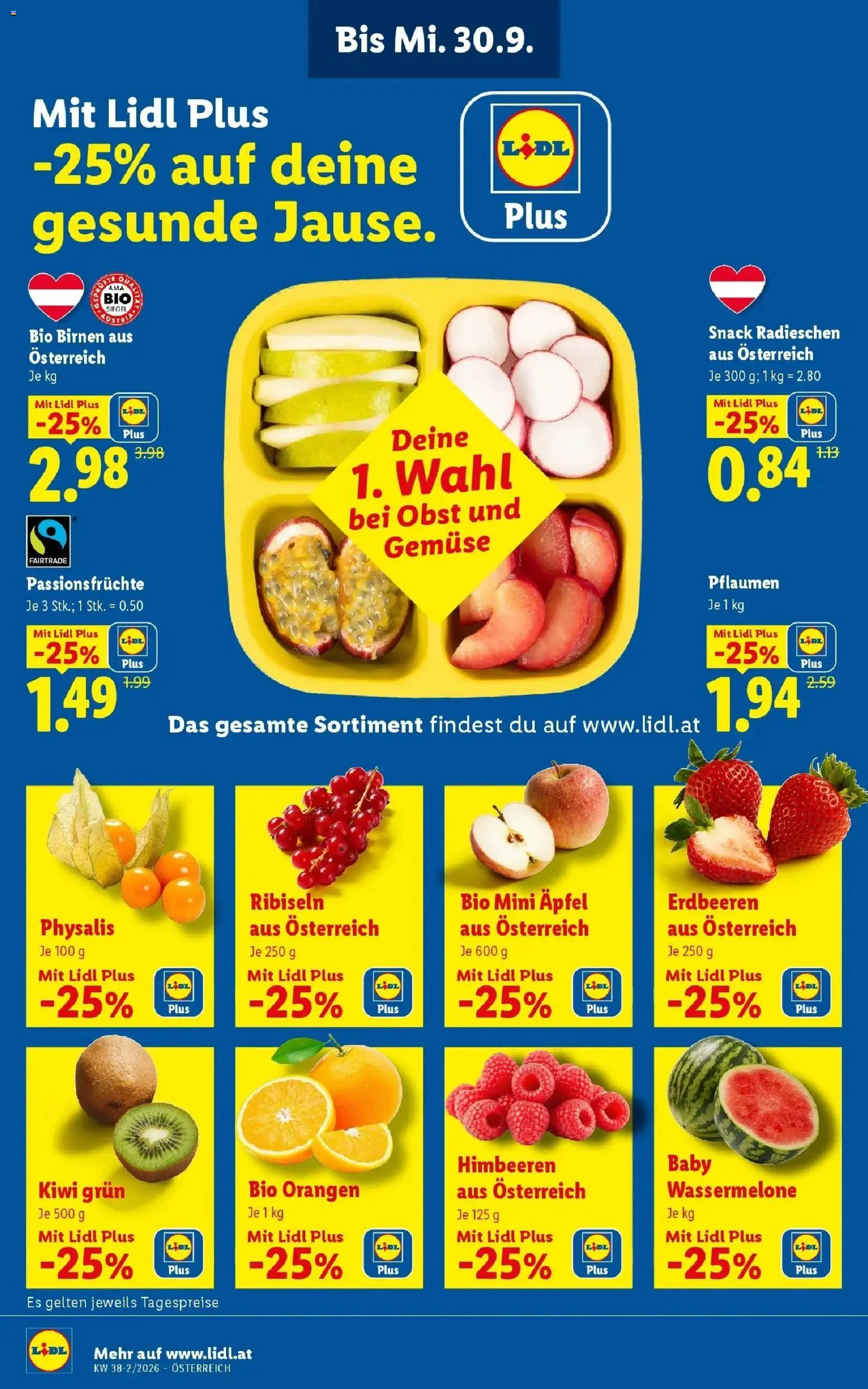 Lidl Flugblatt - Jenbach ab 13.09.2026 - Angebote ab donnerstag | Seite: 2 | Produkte: Kiwi, Gemüse, Wassermelone, Äpfel