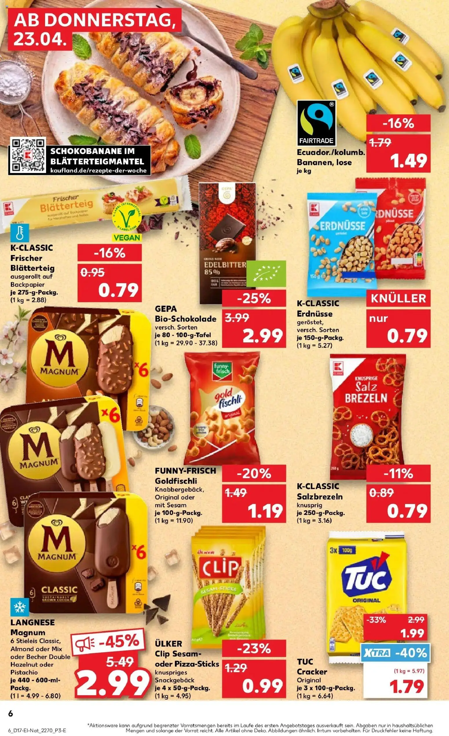 Kaufland Prospekt Aschaffenburg	 – gültig ab 23.04.2026 | Seite: 6 | Produkte: Langnese, Erdnüsse, Bananen, Salz