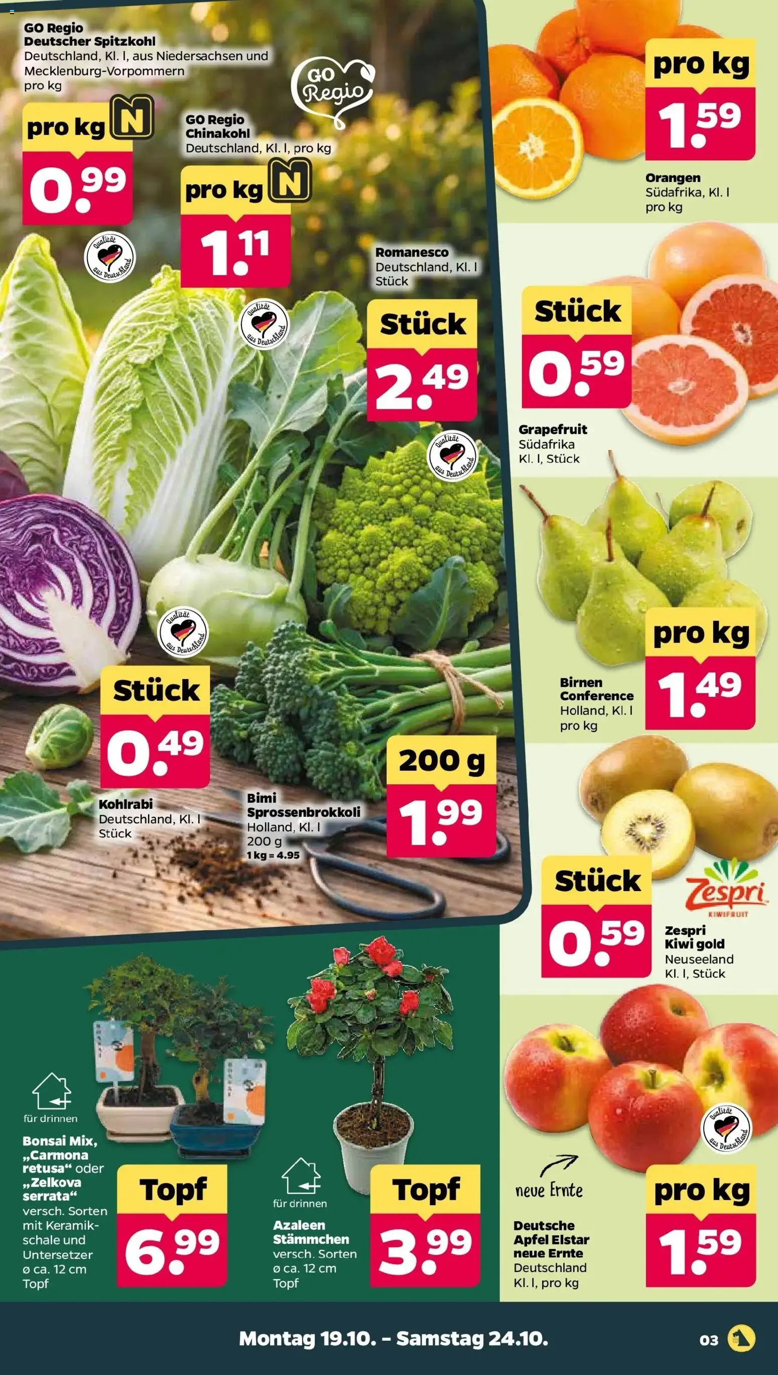 Netto Aktueller Prospekt ab 19.10.2026 → Angebote nächste Woche | Seite: 3 | Produkte: Kohlrabi, Äpfel, Orangen, Kiwi