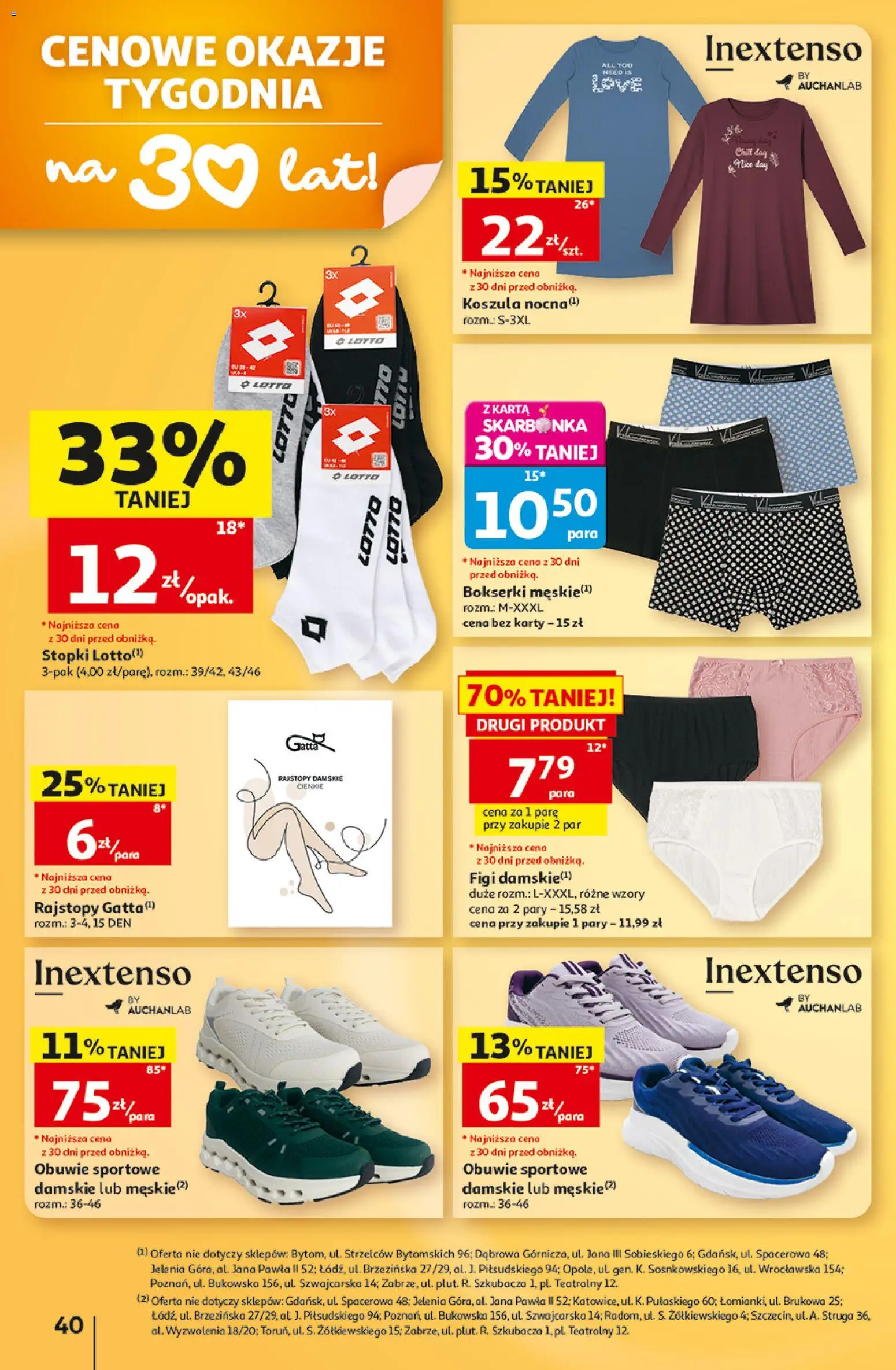 Auchan gazetka - 30 Lat Hipermarket od 03.09.2026 | Strona: 40 | Produkty: Karta, Bokserki, Rajstopy, Gatta