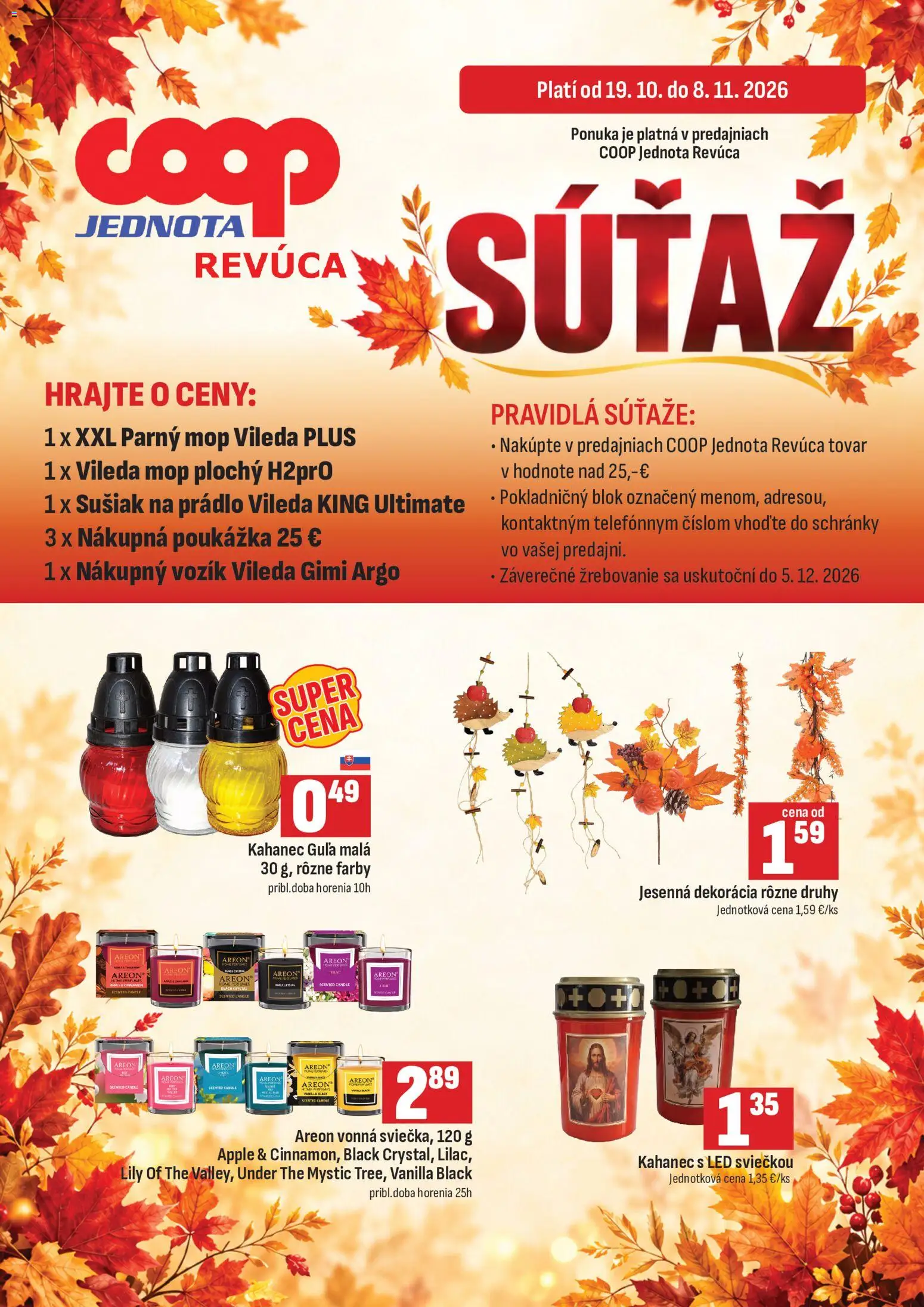 Nové COOP Jednota akcie – leták je platný od 19.10.2026 | Strana: 1 | Produkty: Mop, Led, Sušiak na prádlo, Apple